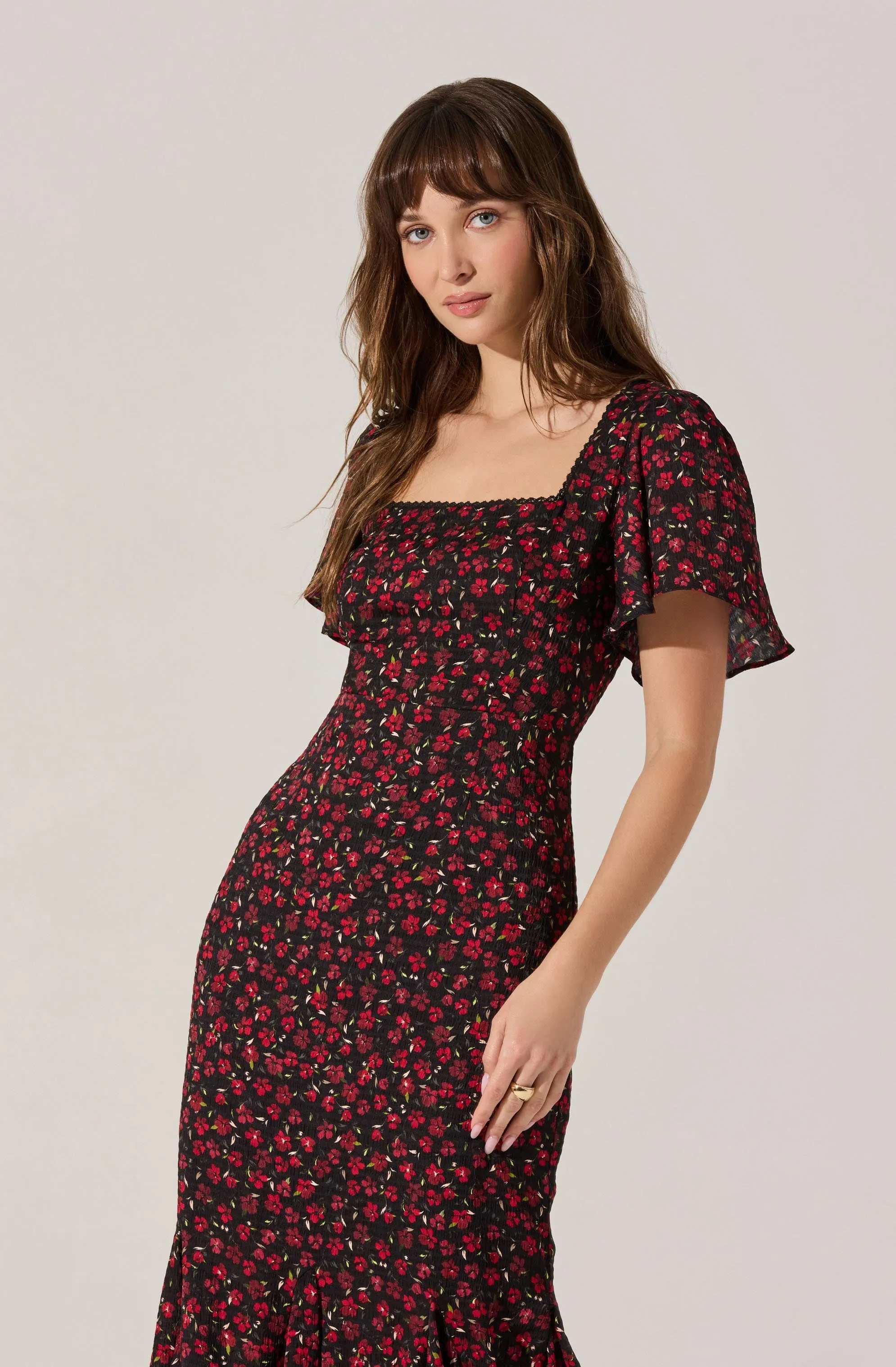 Sara Floral Lace Trim Dress sold by Astr product image thumbnail 4