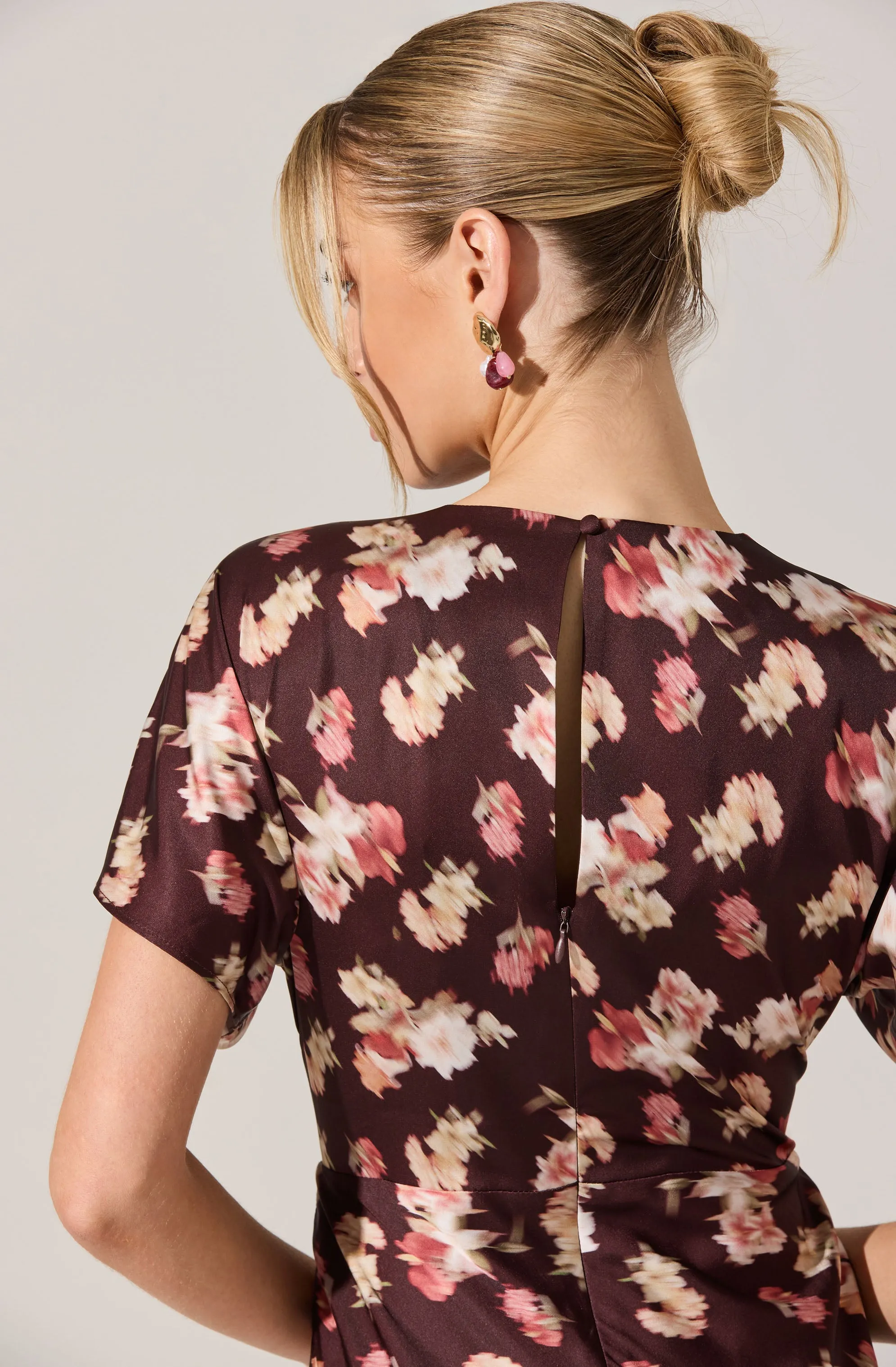 Talyha Floral Satin V-Neck Dress sold by Astr product image thumbnail 3