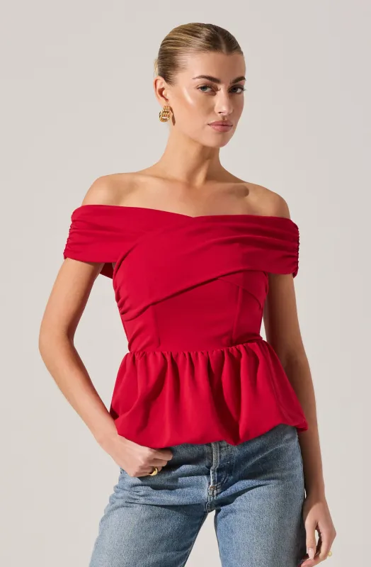 Tennille Off Shoulder Peplum Top sold by Astr