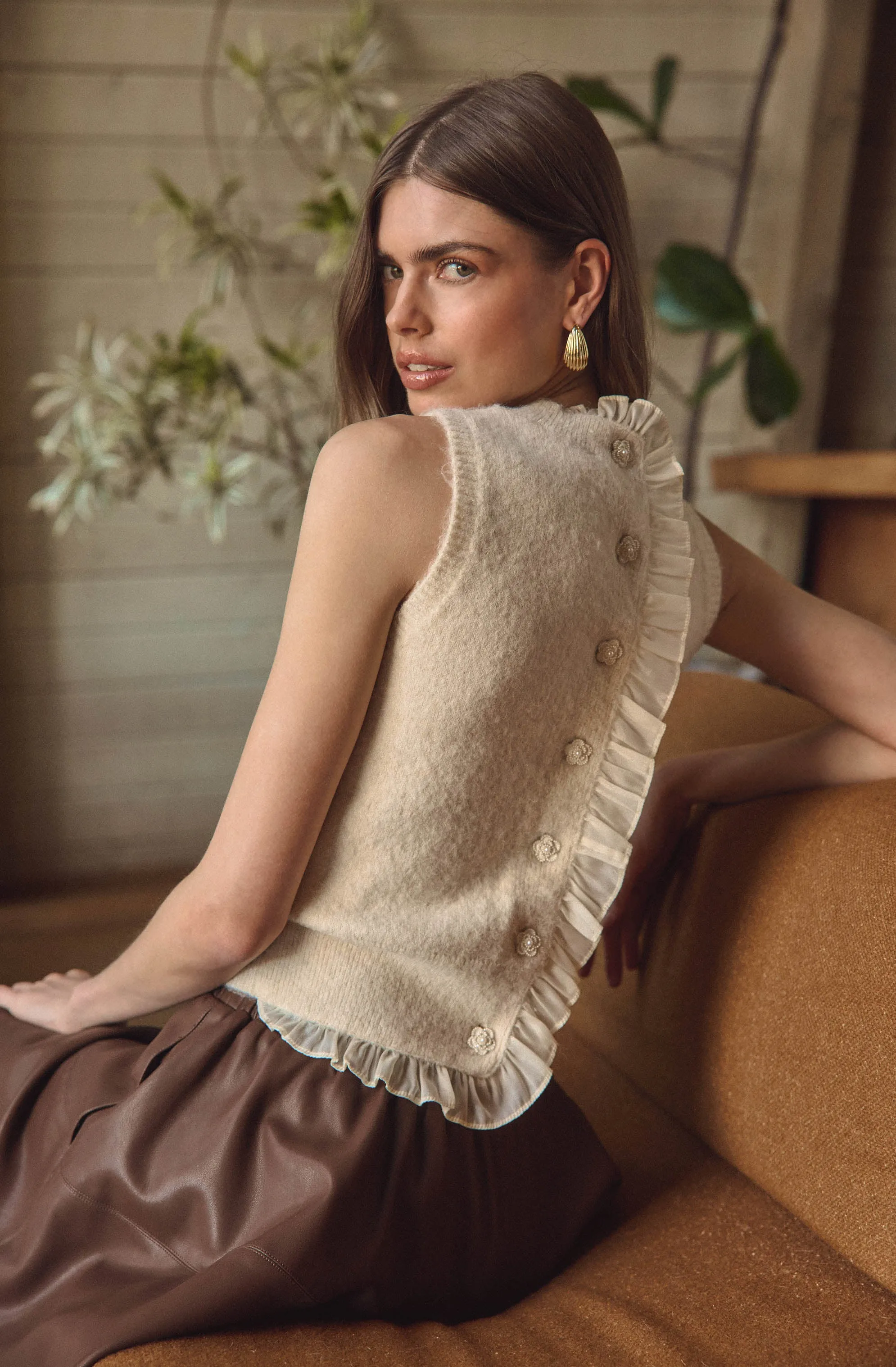 Pernille Cable Knit Sweater Tank sold by Astr