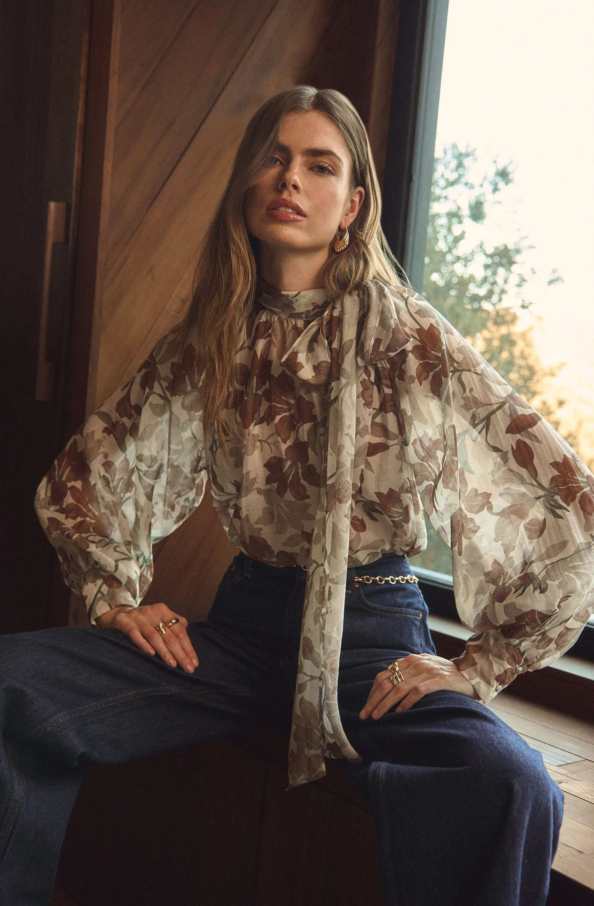 Cinthia Sheer Bow Tie Top sold by Astr