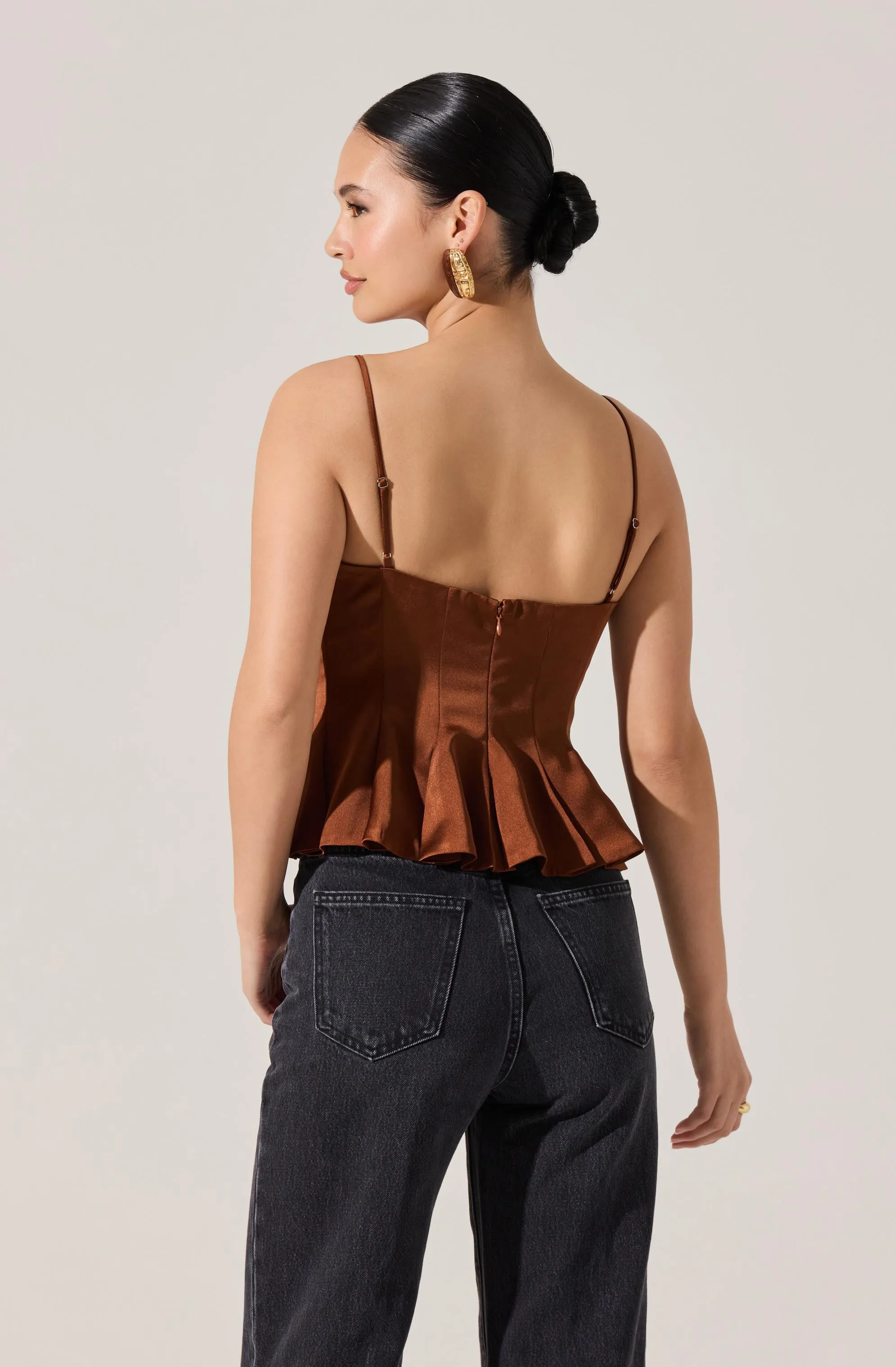 Paislee Satin Pleated Peplum Top sold by Astr product image thumbnail 2