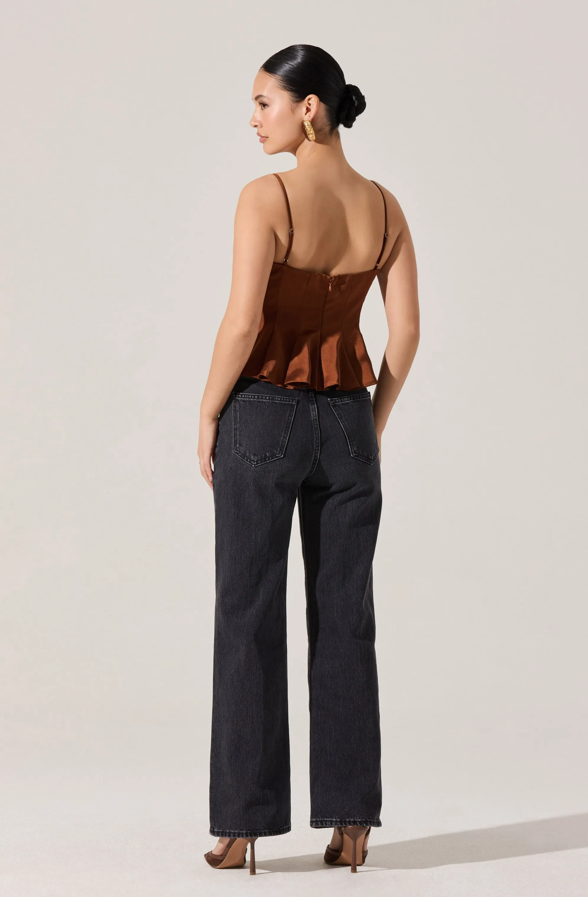 Paislee Satin Pleated Peplum Top sold by Astr product image thumbnail 4