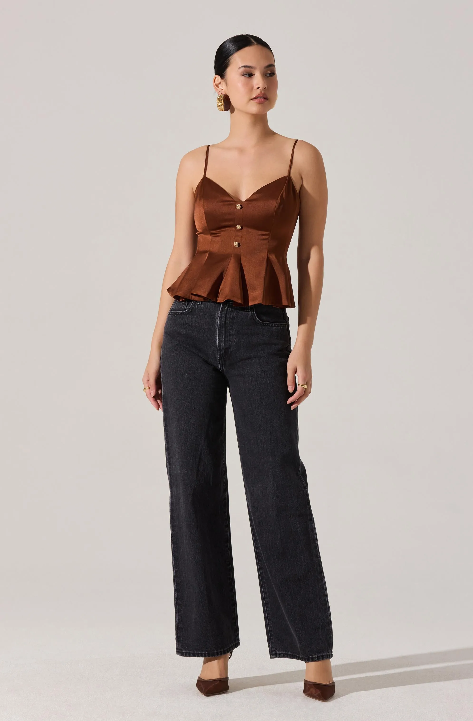 Paislee Satin Pleated Peplum Top sold by Astr product image thumbnail 3