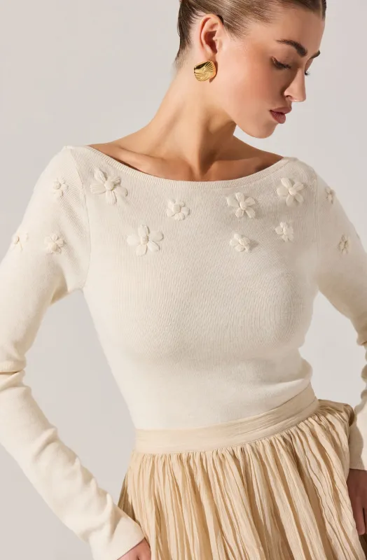 Bluma Embroidered Boatneck Sweater sold by Astr