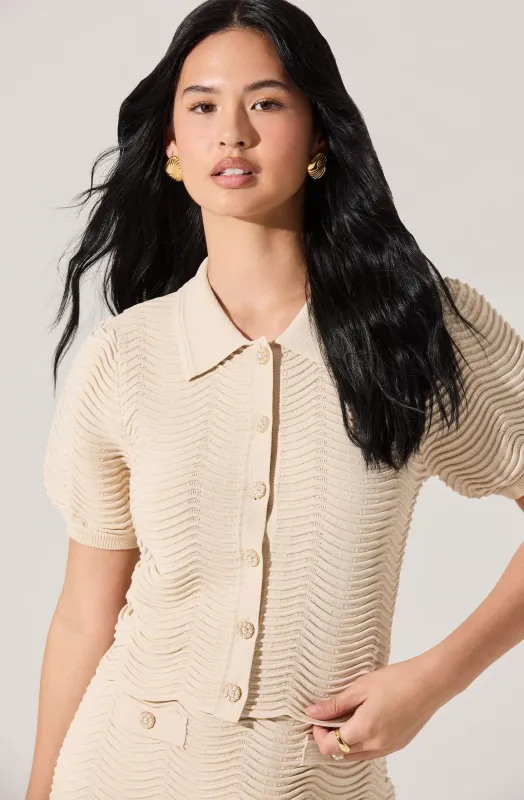 Perrine Scalloped Short Sleeve Cardigan made by Astr