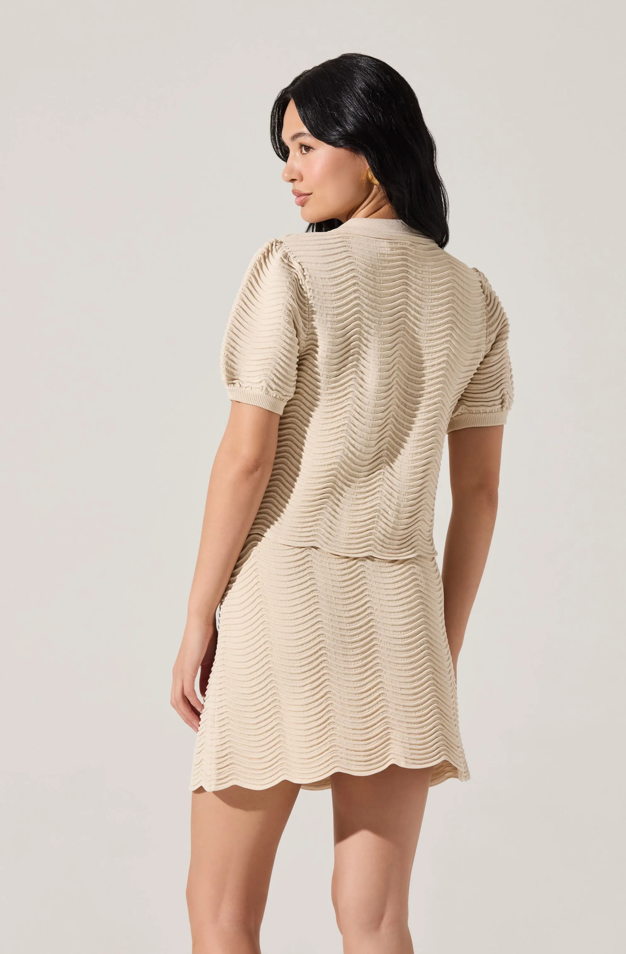 Perrine Scalloped Short Sleeve Cardigan sold by Astr product image thumbnail 3