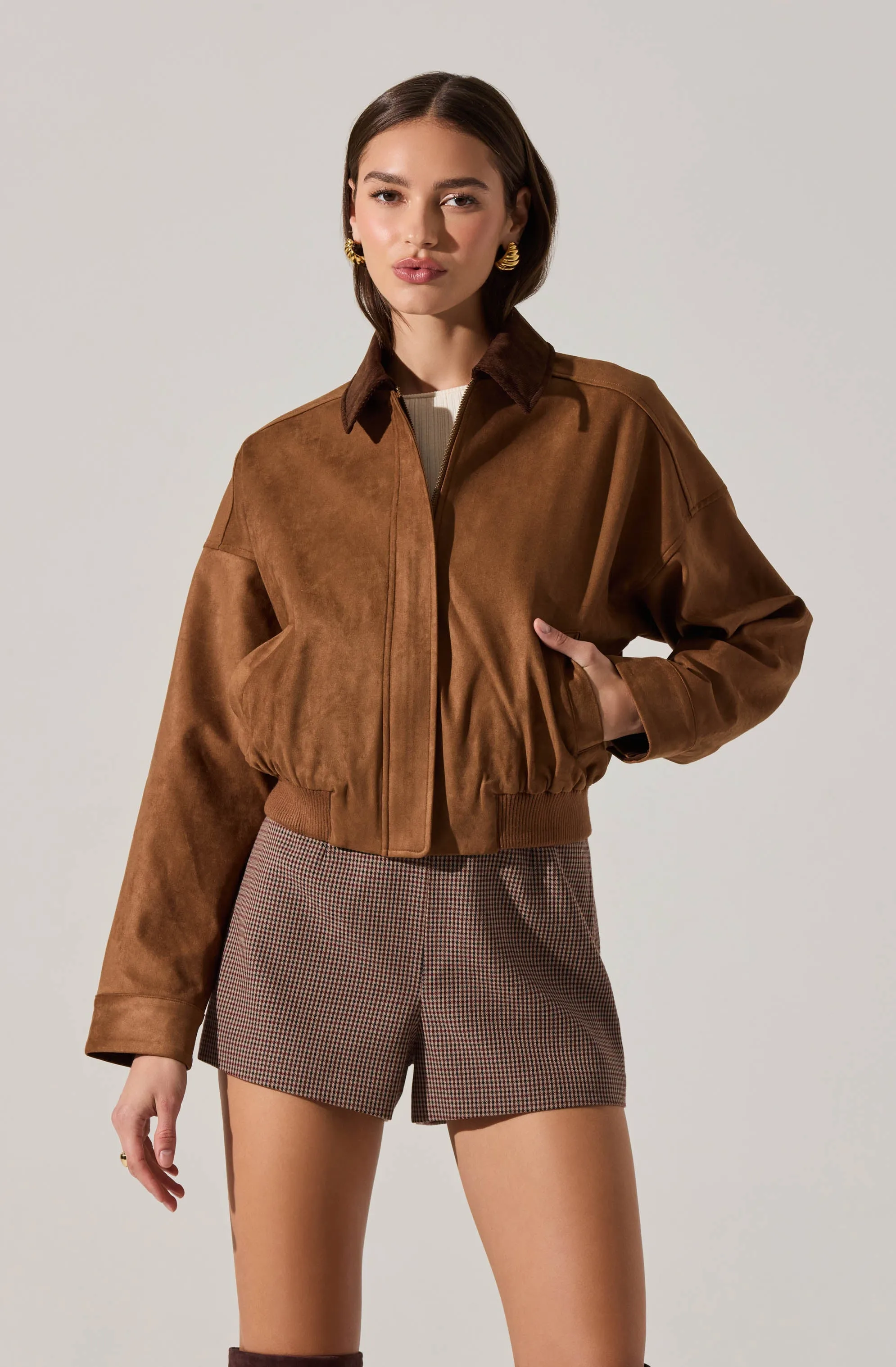 Sorine Faux Suede Bomber Jacket sold by Astr product image thumbnail 2