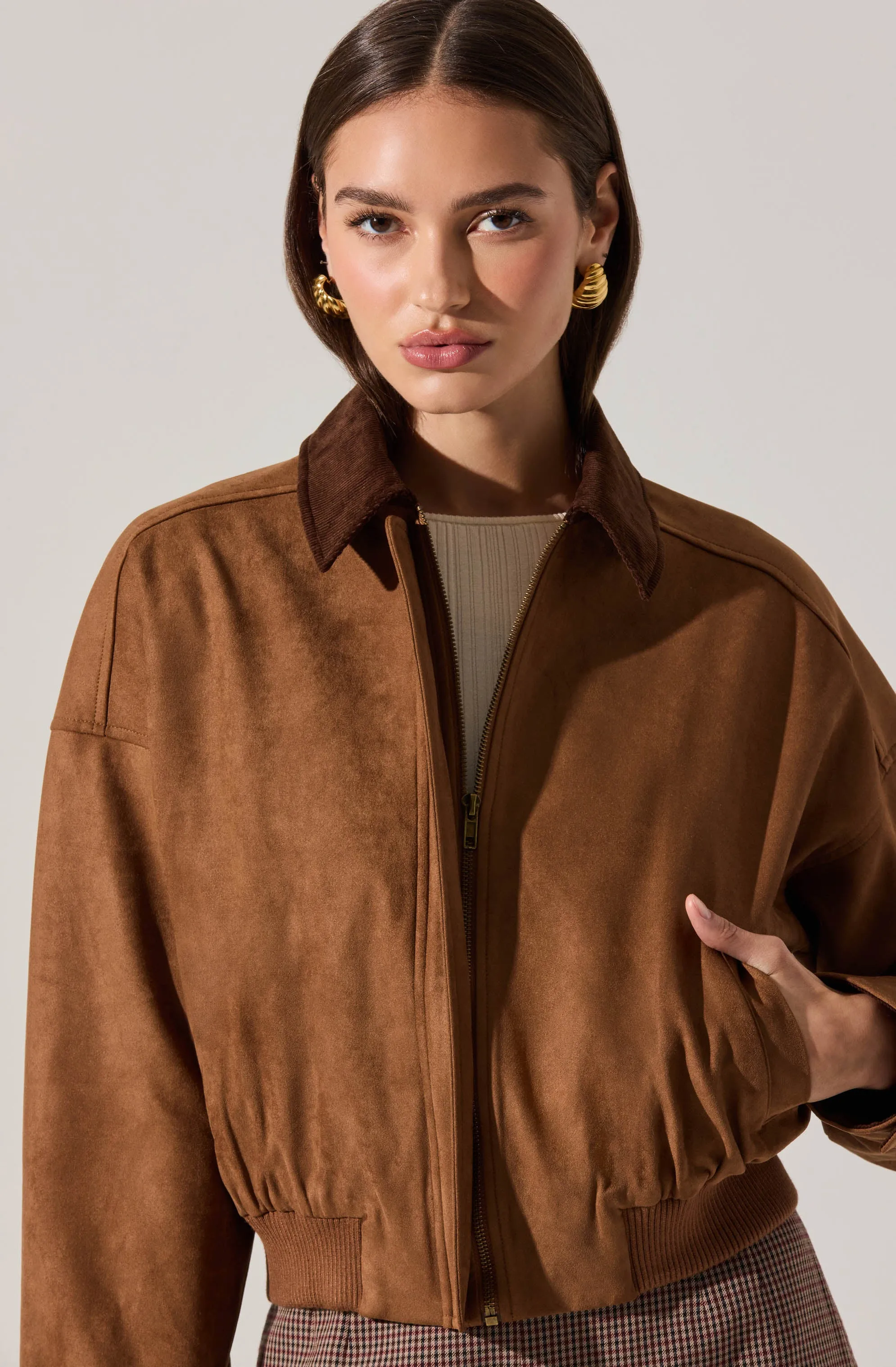 Sorine Faux Suede Bomber Jacket sold by Astr product image thumbnail 5