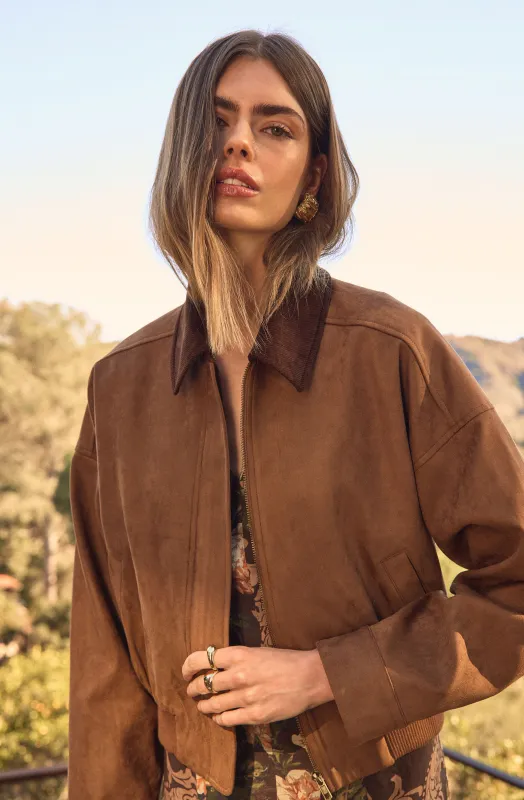 Sorine Faux Suede Bomber Jacket sold by Astr