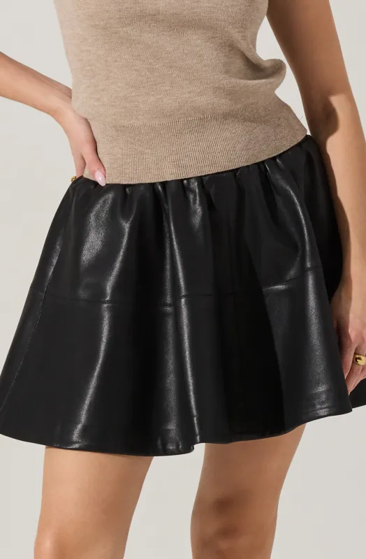Chelsey Flared Faux Leather Skirt sold by Astr