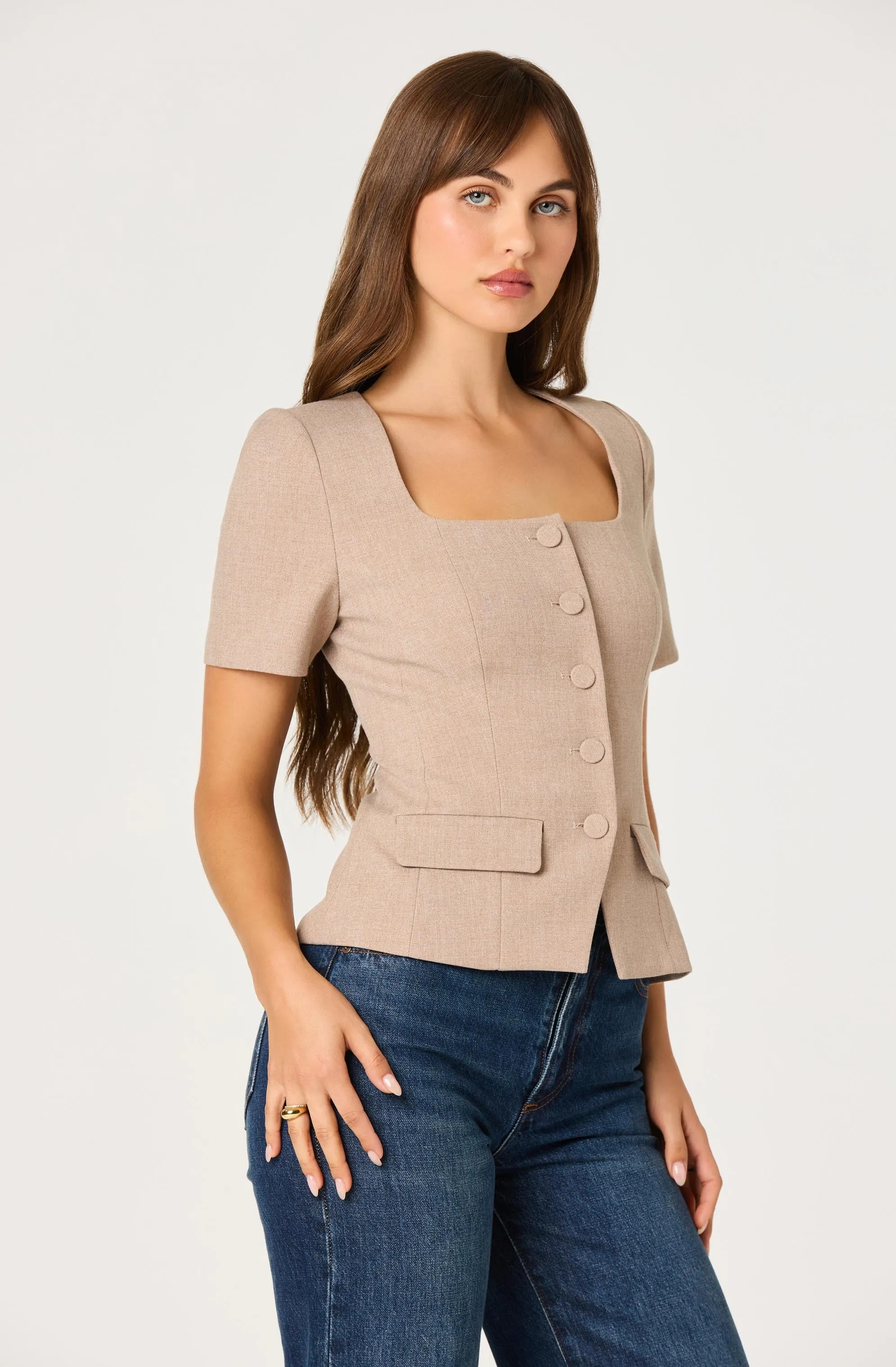 Short Sleeve Square Neck Blazer sold by Astr product image thumbnail 5