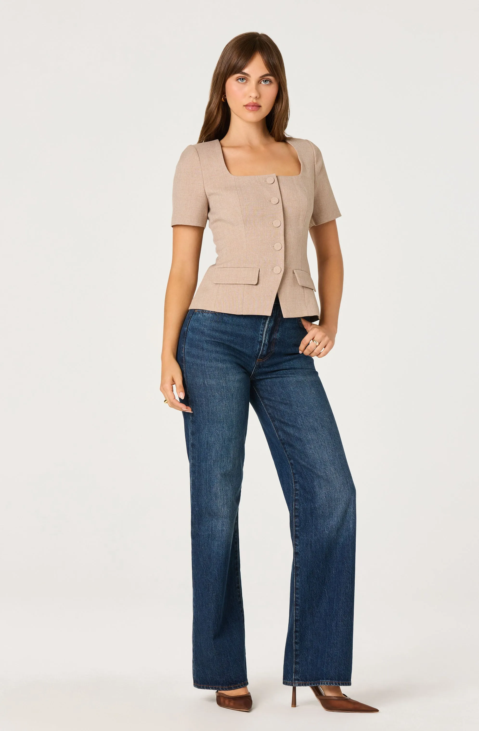 Short Sleeve Square Neck Blazer sold by Astr product image thumbnail 3