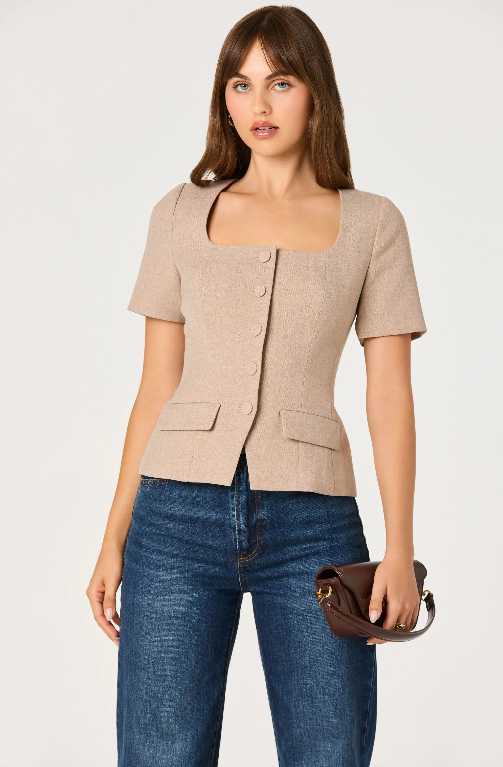 Short Sleeve Square Neck Blazer sold by Astr product image thumbnail 2