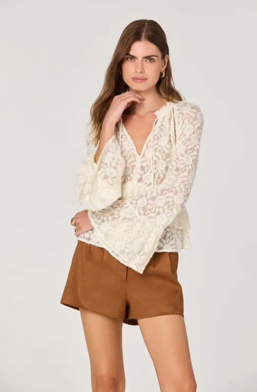 Tiered Lace V-Neck Top sold by Astr