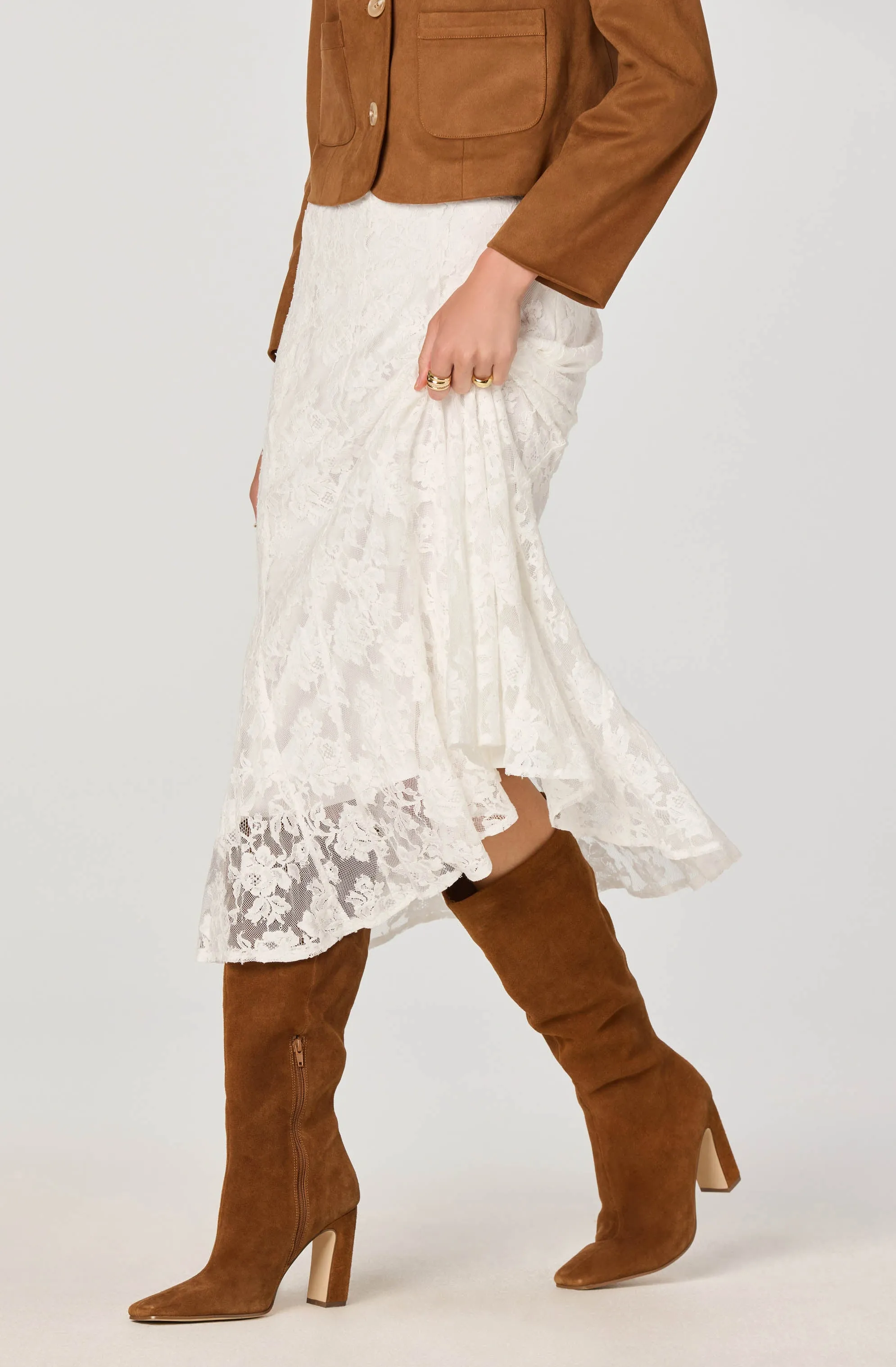 Lace Godet Midi Skirt sold by Astr product image thumbnail 4