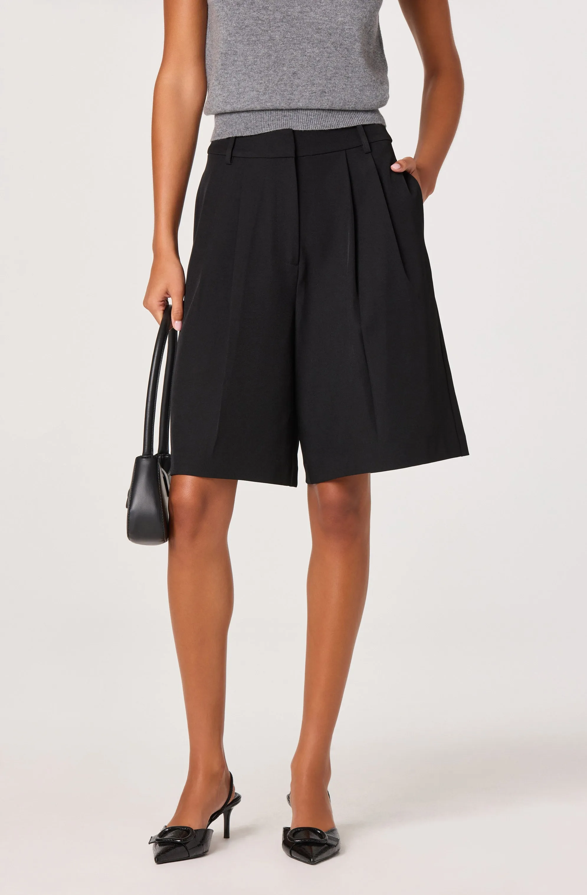 Pleat Front Tailored Bermuda Shorts sold by Astr