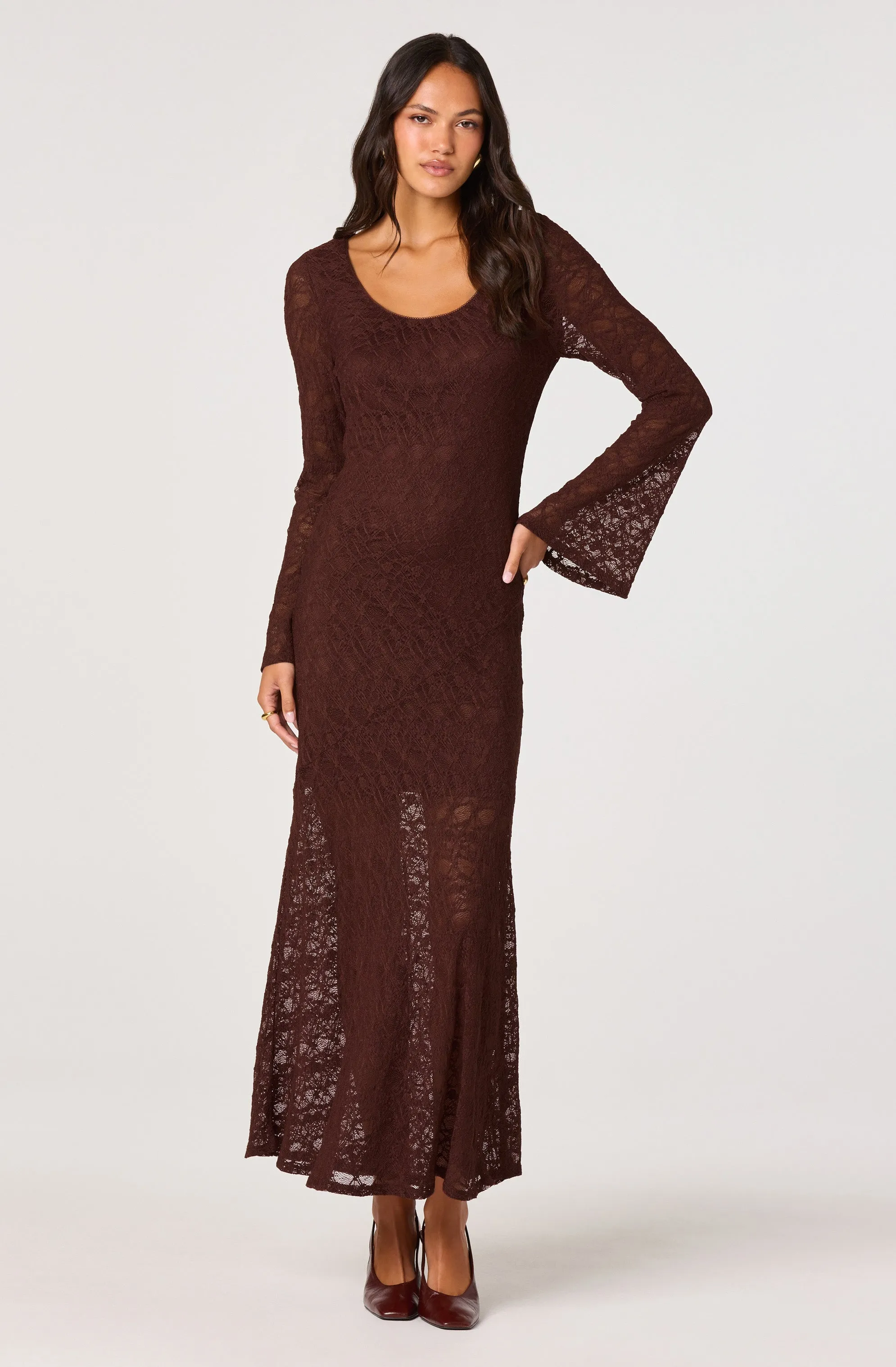 Long Sleeve Lace Maxi Dress sold by Astr product image thumbnail 3