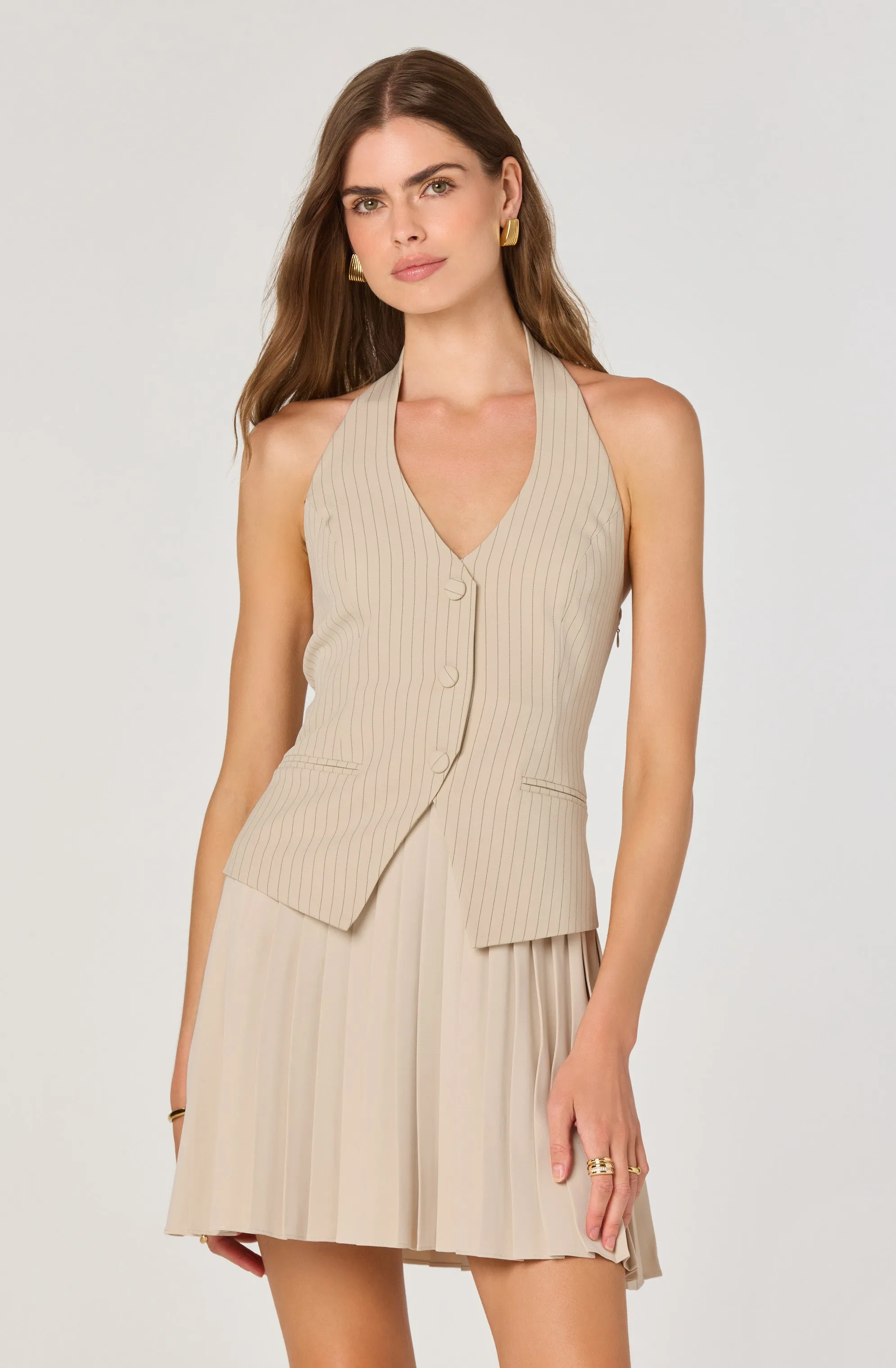 Halter Vest Pleated Mini Dress sold by Astr