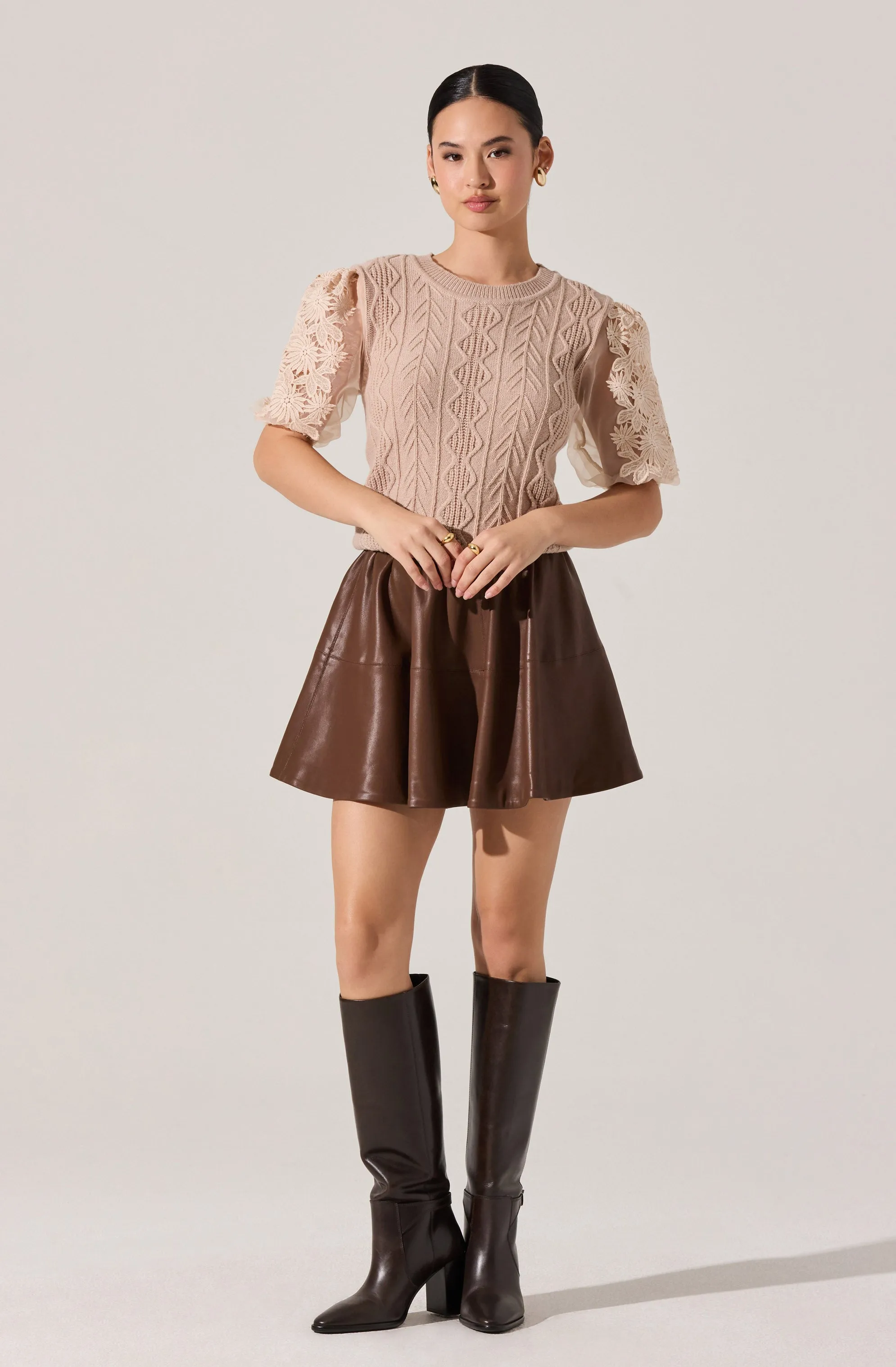 Elize Contrast Cable Knit Sweater sold by Astr product image thumbnail 3