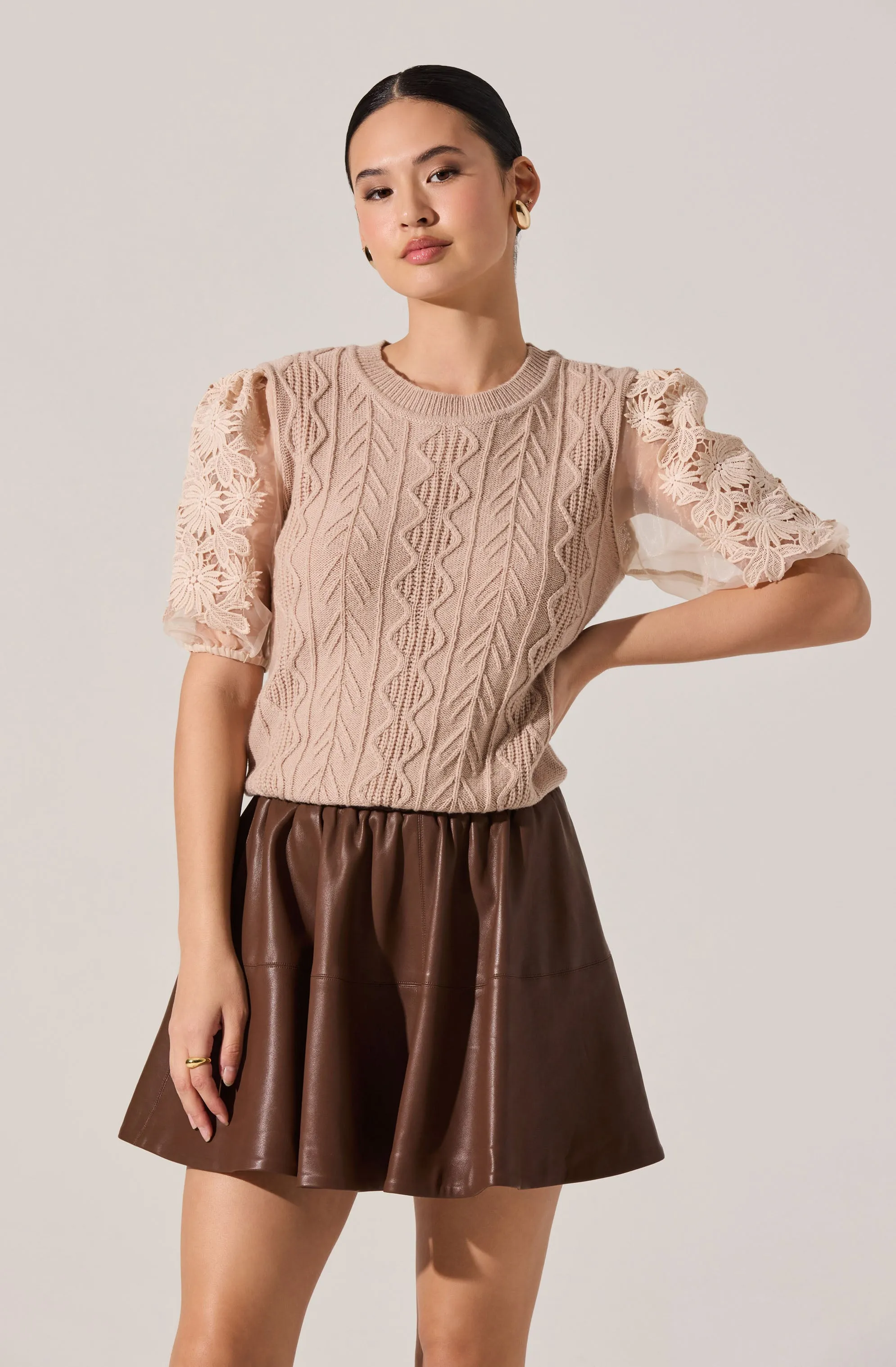 Elize Contrast Cable Knit Sweater sold by Astr product image thumbnail 5