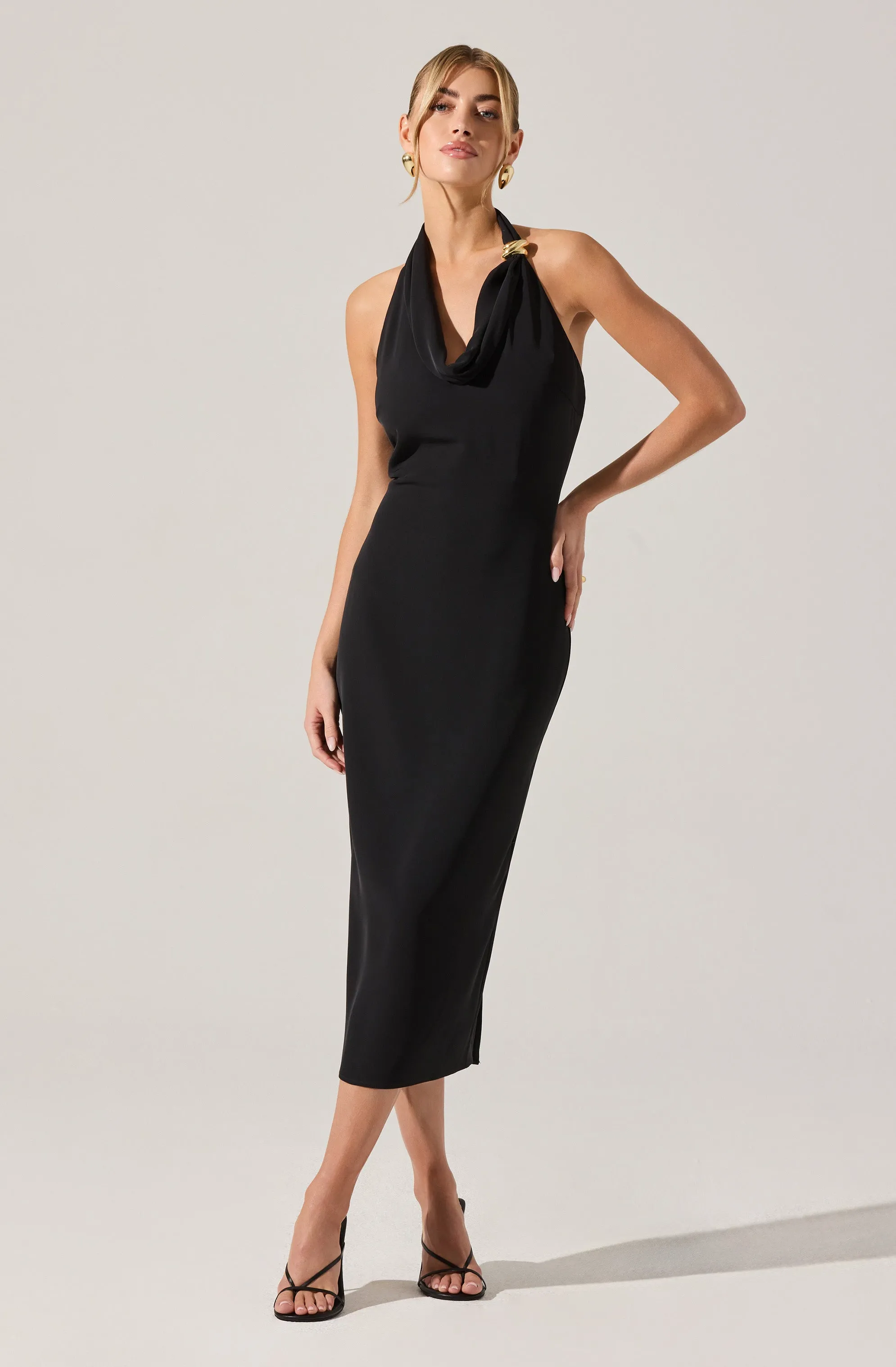 Alanna Halter Cowl Neck Midi Dress sold by Astr