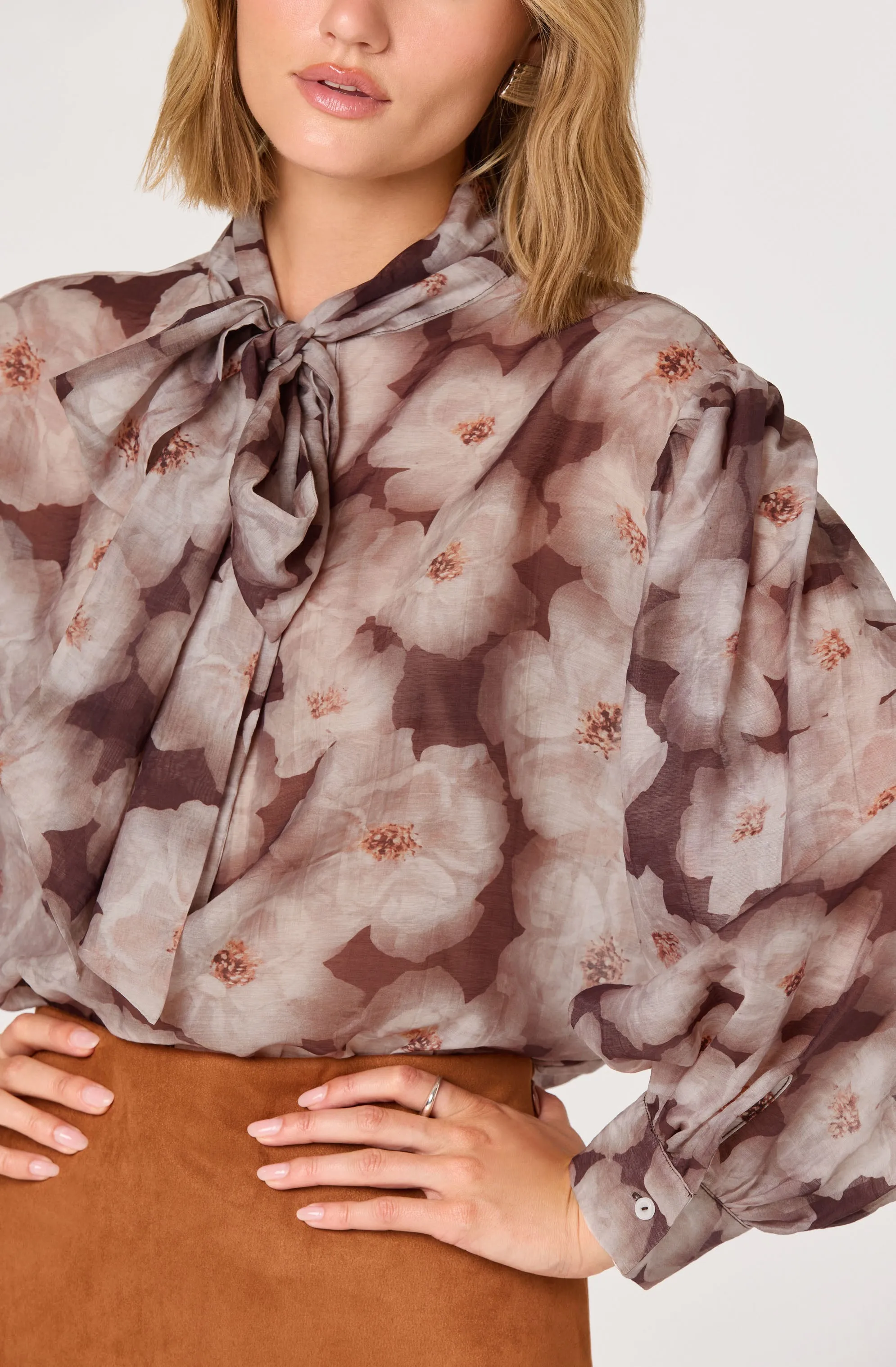 Semi Sheer Bow Necktie Top sold by Astr product image thumbnail 5