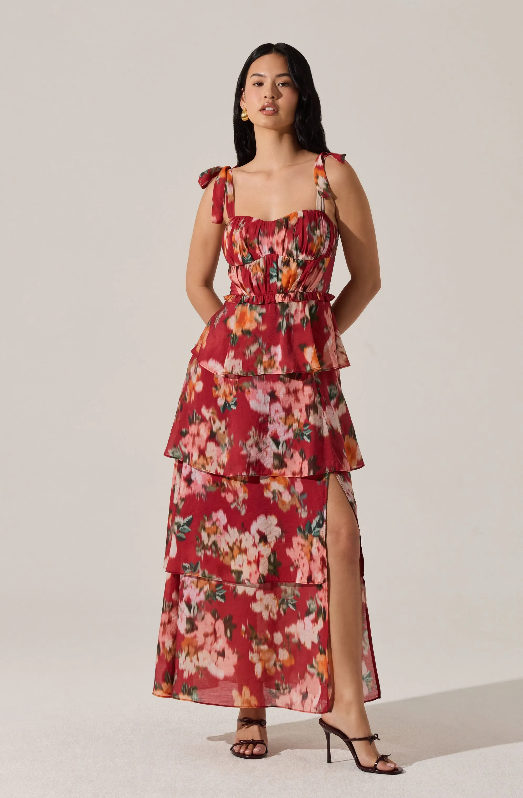 Mellorie Sweetheart Tiered Floral Maxi Dress sold by Astr