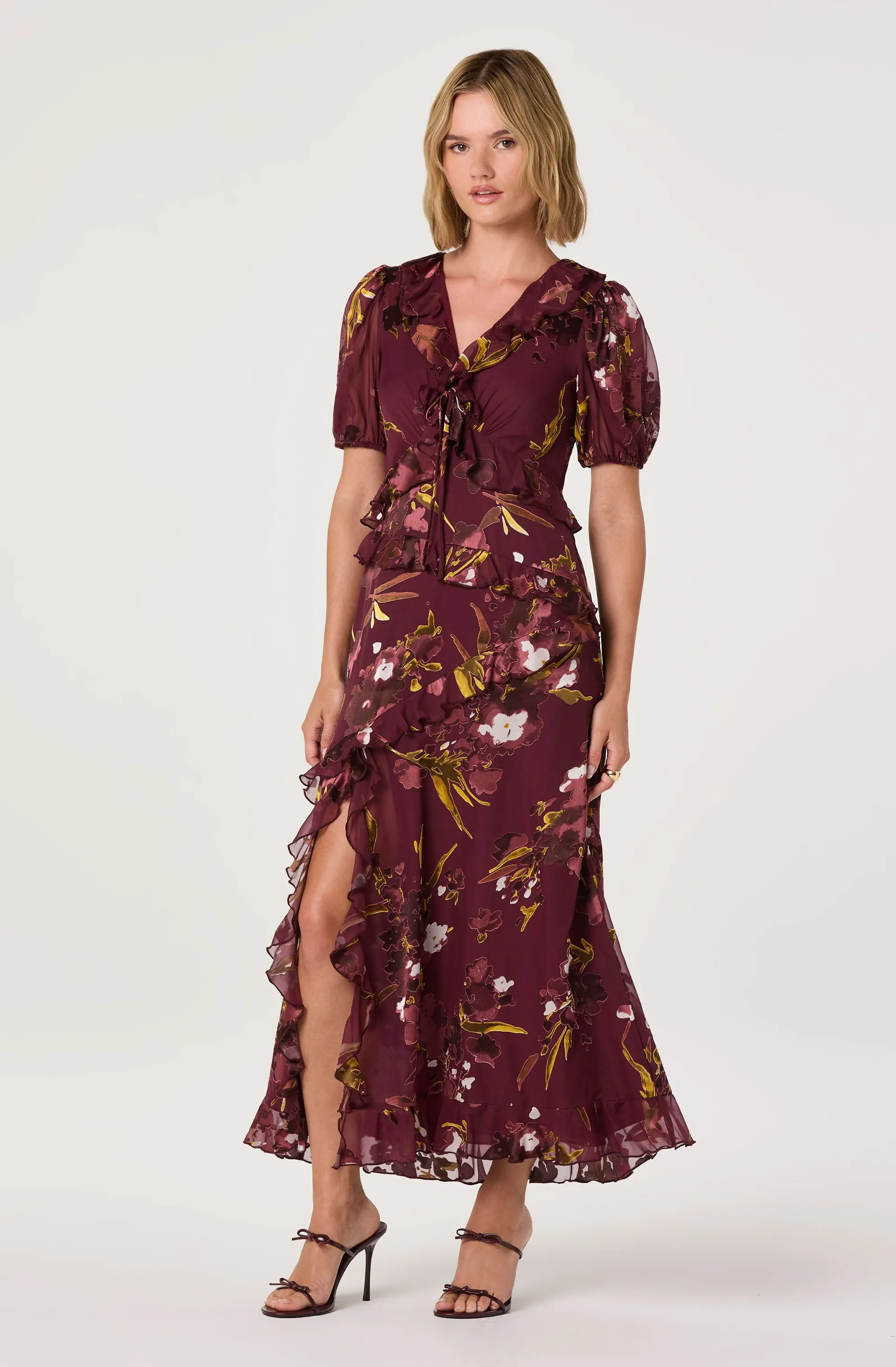 Bennet Floral Ruffle Trim Midi Dress sold by Astr product image thumbnail 2