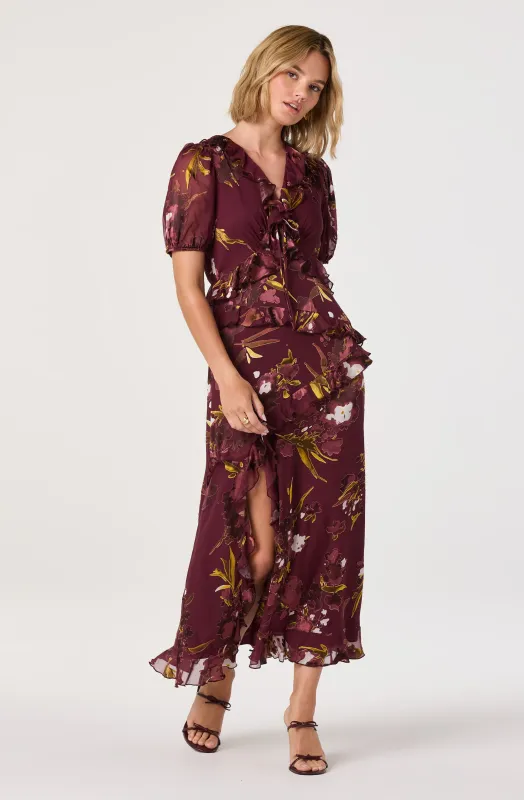 Bennet Ruffle Trim Midi Dress sold by Astr