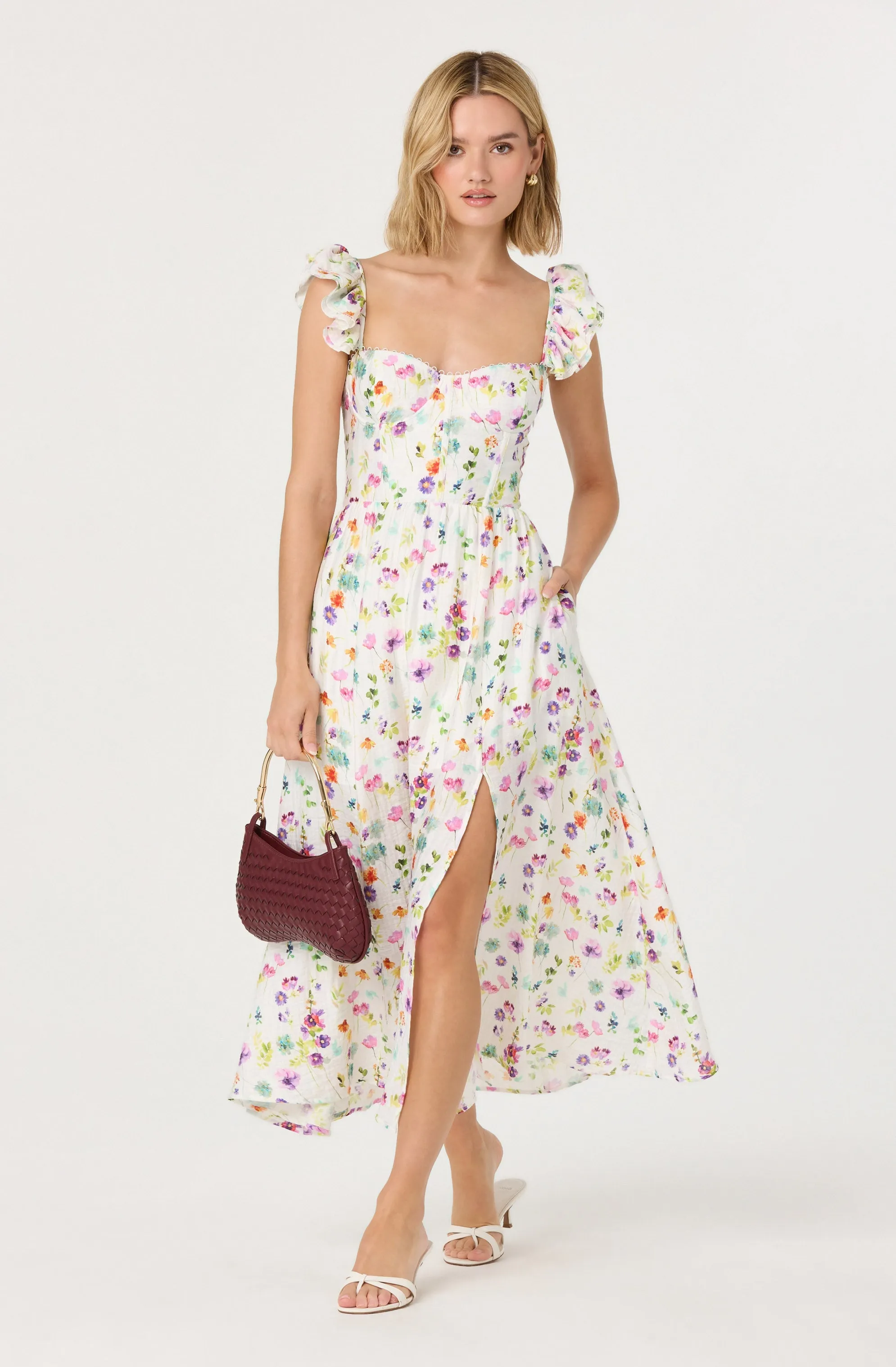 Wedelia Floral Bustier Midi Dress sold by Astr