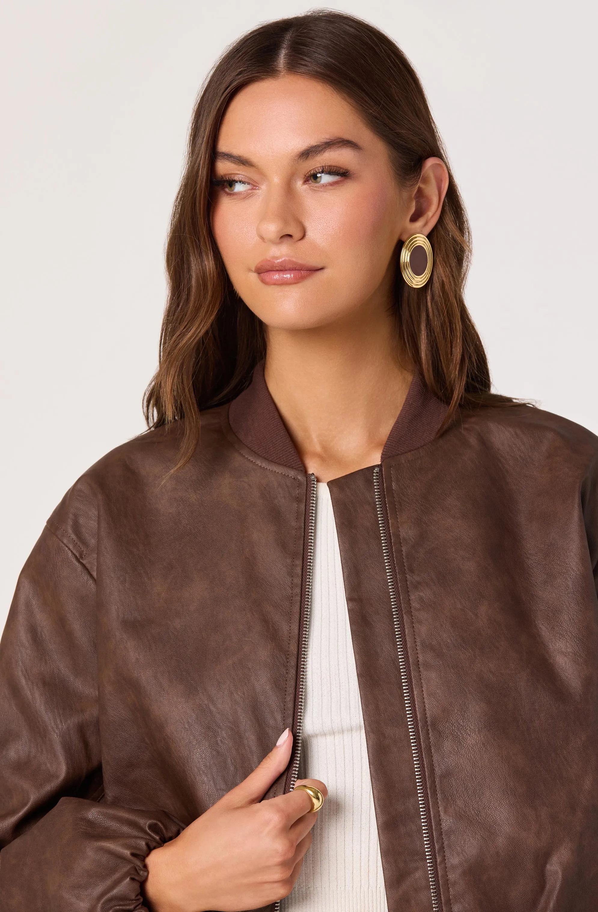 Faux Leather Bomber Jacket sold by Astr product image thumbnail 3