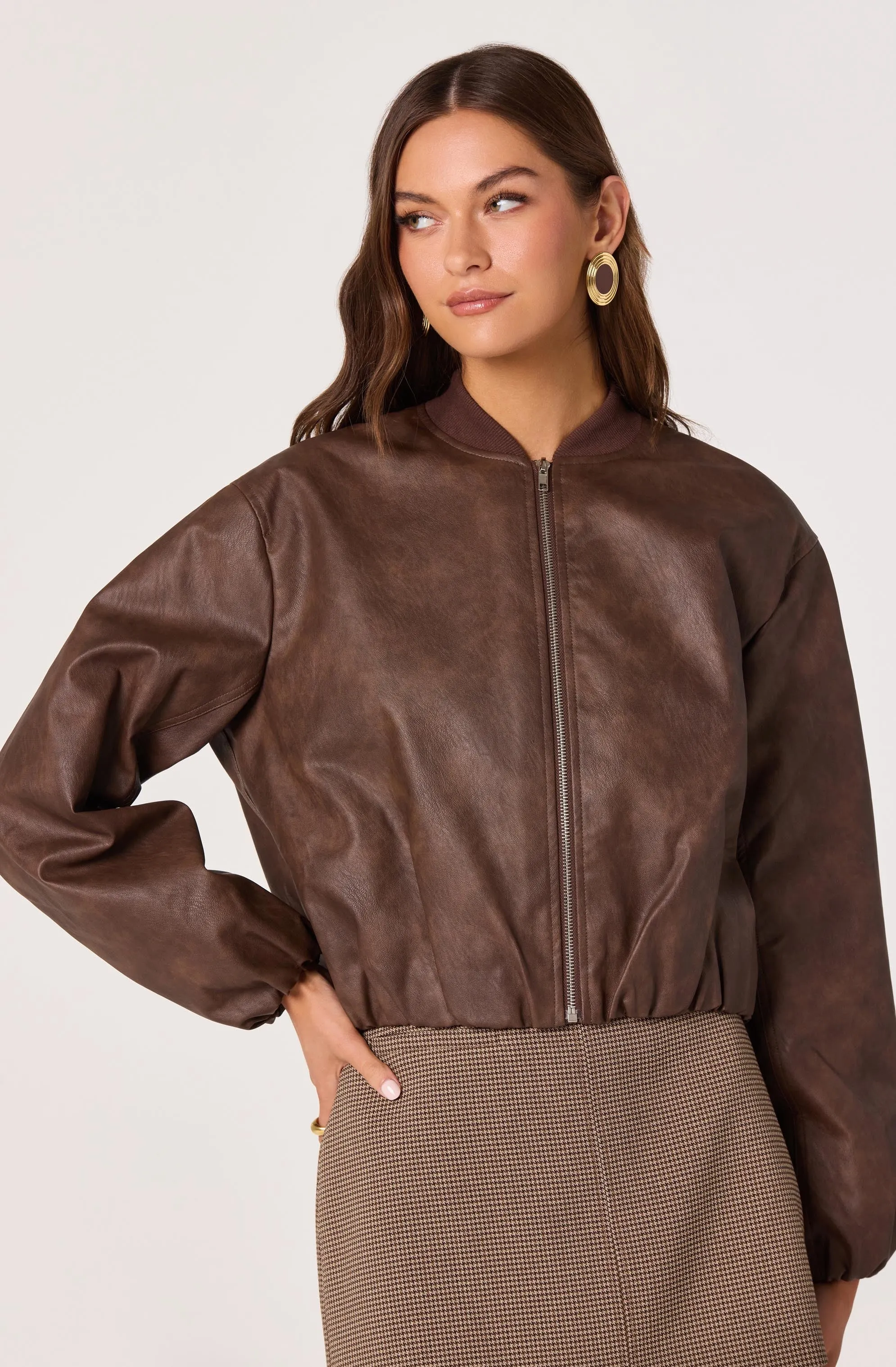 Faux Leather Bomber Jacket sold by Astr product image thumbnail 5