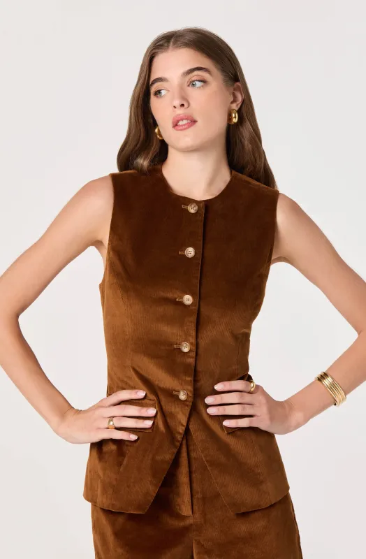 Corduroy Button Front Vest sold by Astr