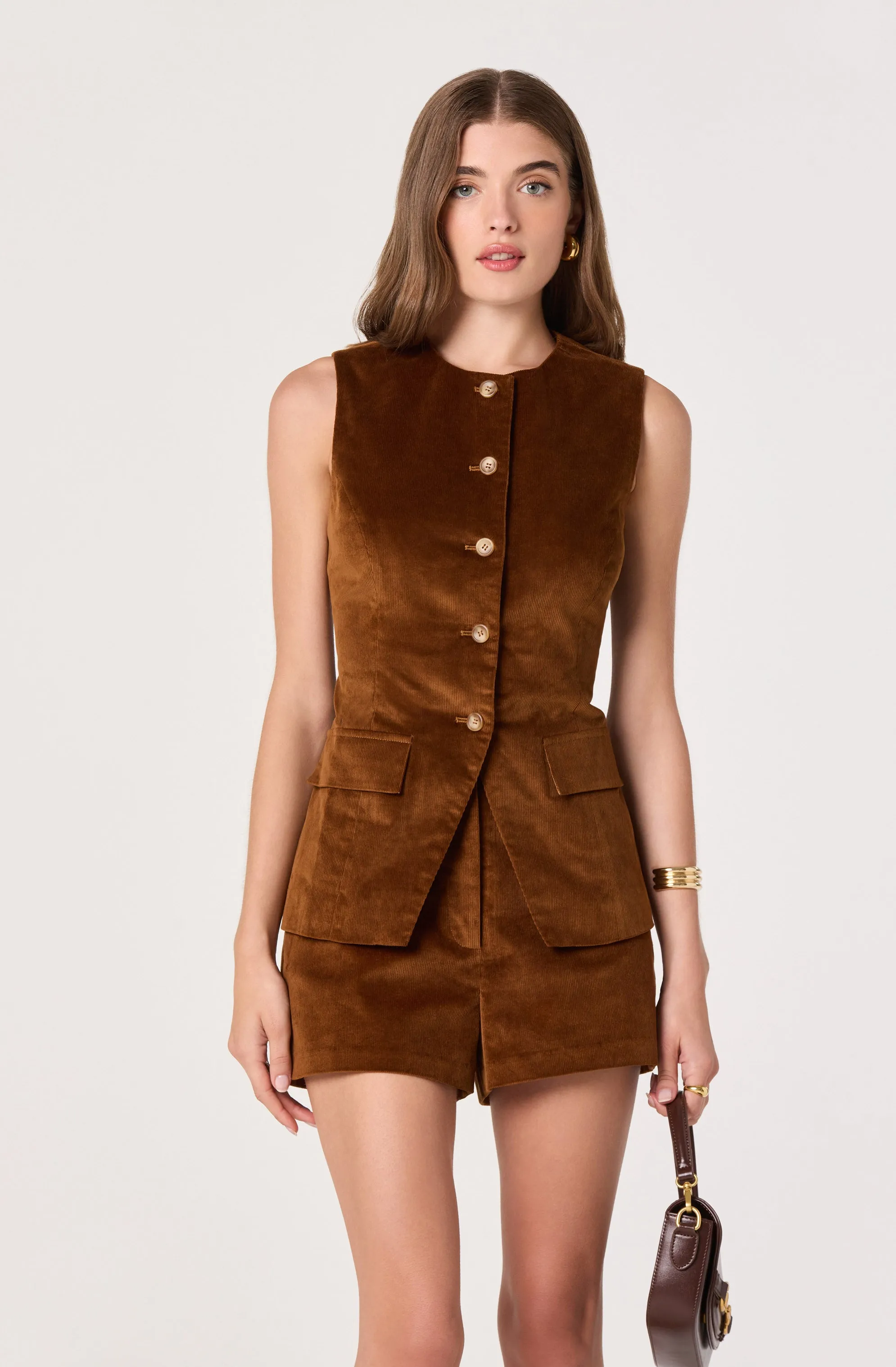 Corduroy Button Front Vest sold by Astr product image thumbnail 2