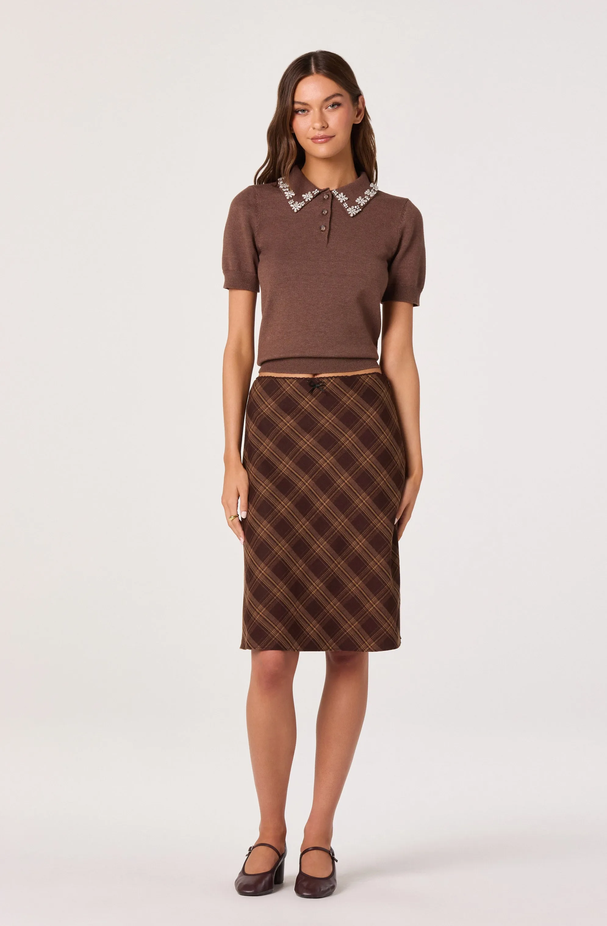 Plaid A-line Slip Skirt sold by Astr product image thumbnail 4