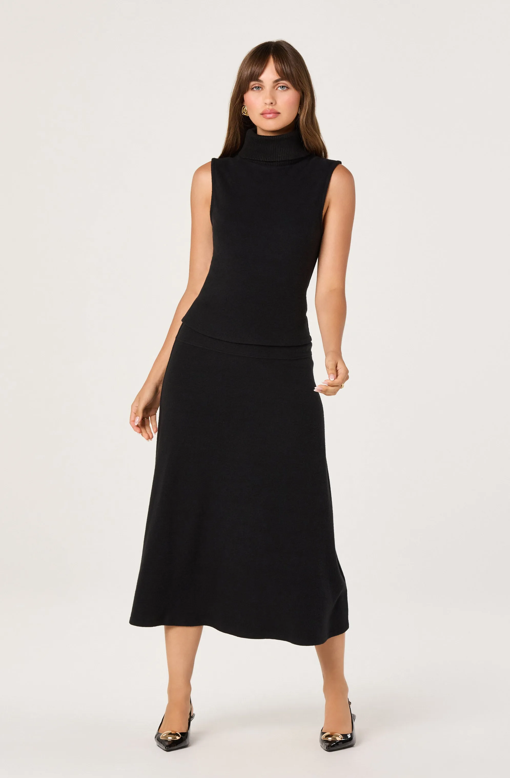 Knit A-line Midi Skirt sold by Astr