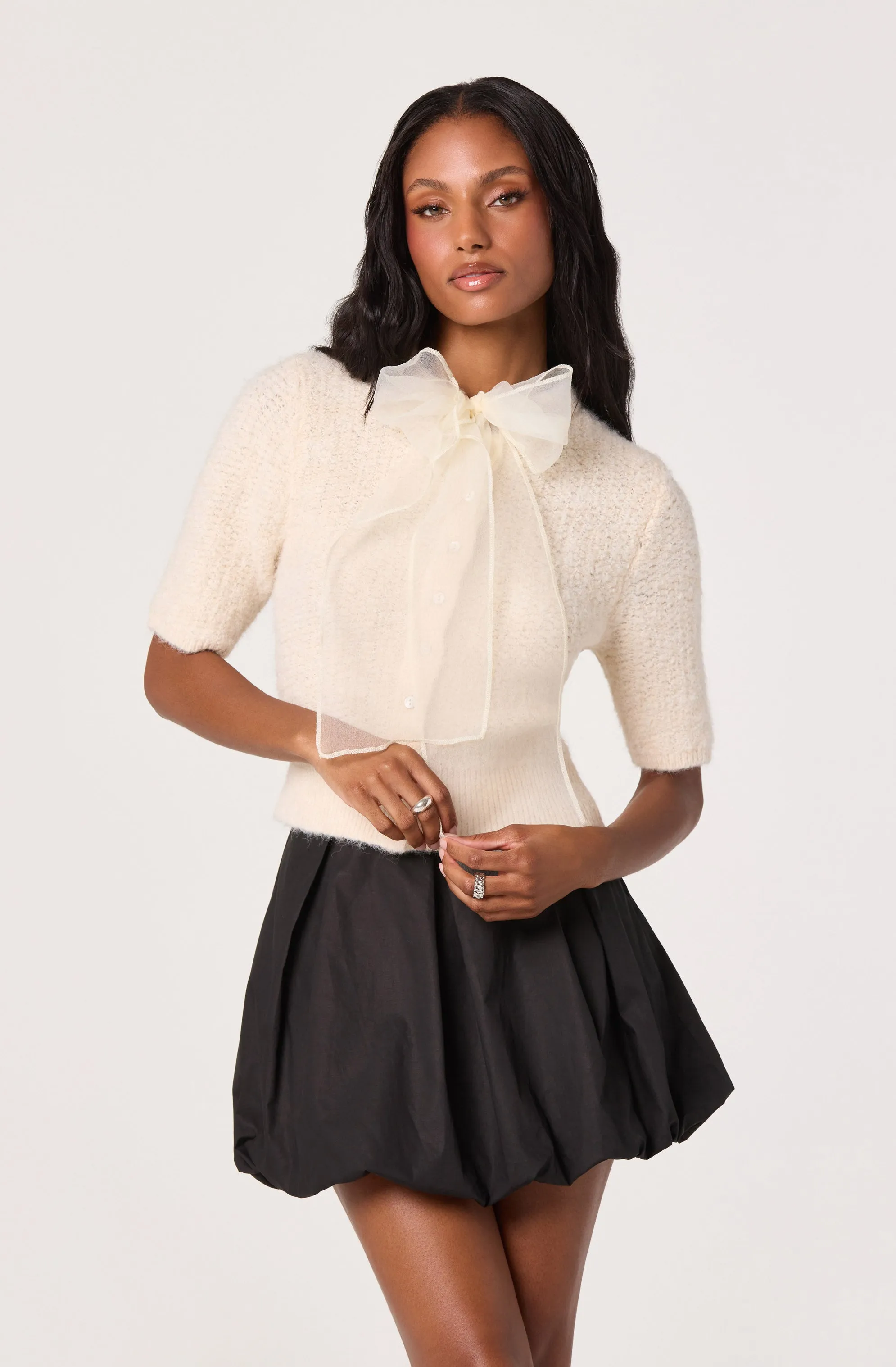 Wide Pleat Bubble Mini Skirt sold by Astr product image thumbnail 5