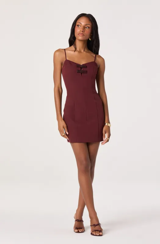 Embellished Bow Detail Mini Dress sold by Astr