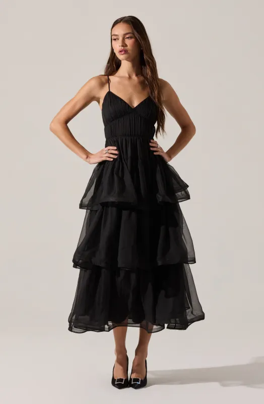 Theiria Pleated Tiered Midi Dress sold by Astr