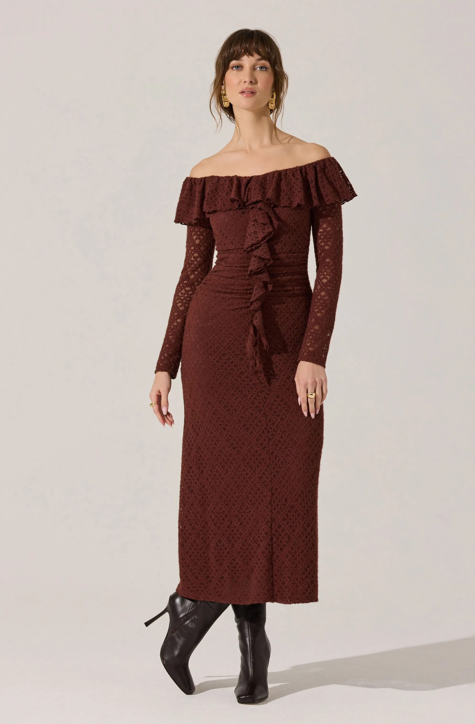 Dorian Ruffle Off Shoulder Dress sold by Astr product image thumbnail 5