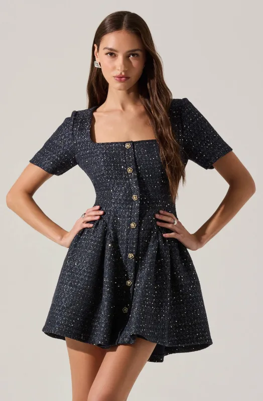 Janel Tweed Mini Skater Dress made by Astr