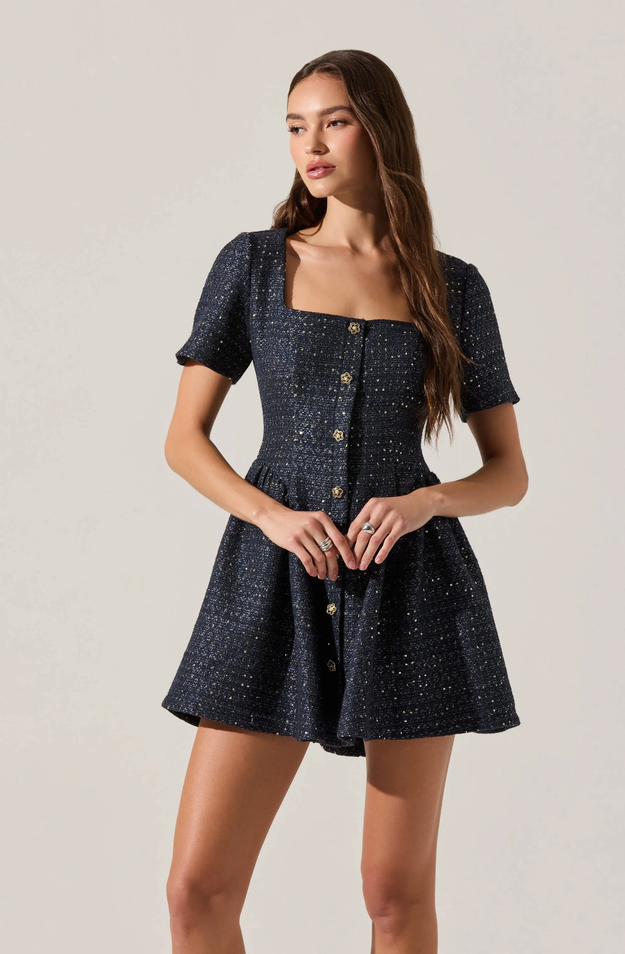 Janel Tweed Mini Skater Dress sold by Astr product image thumbnail 3