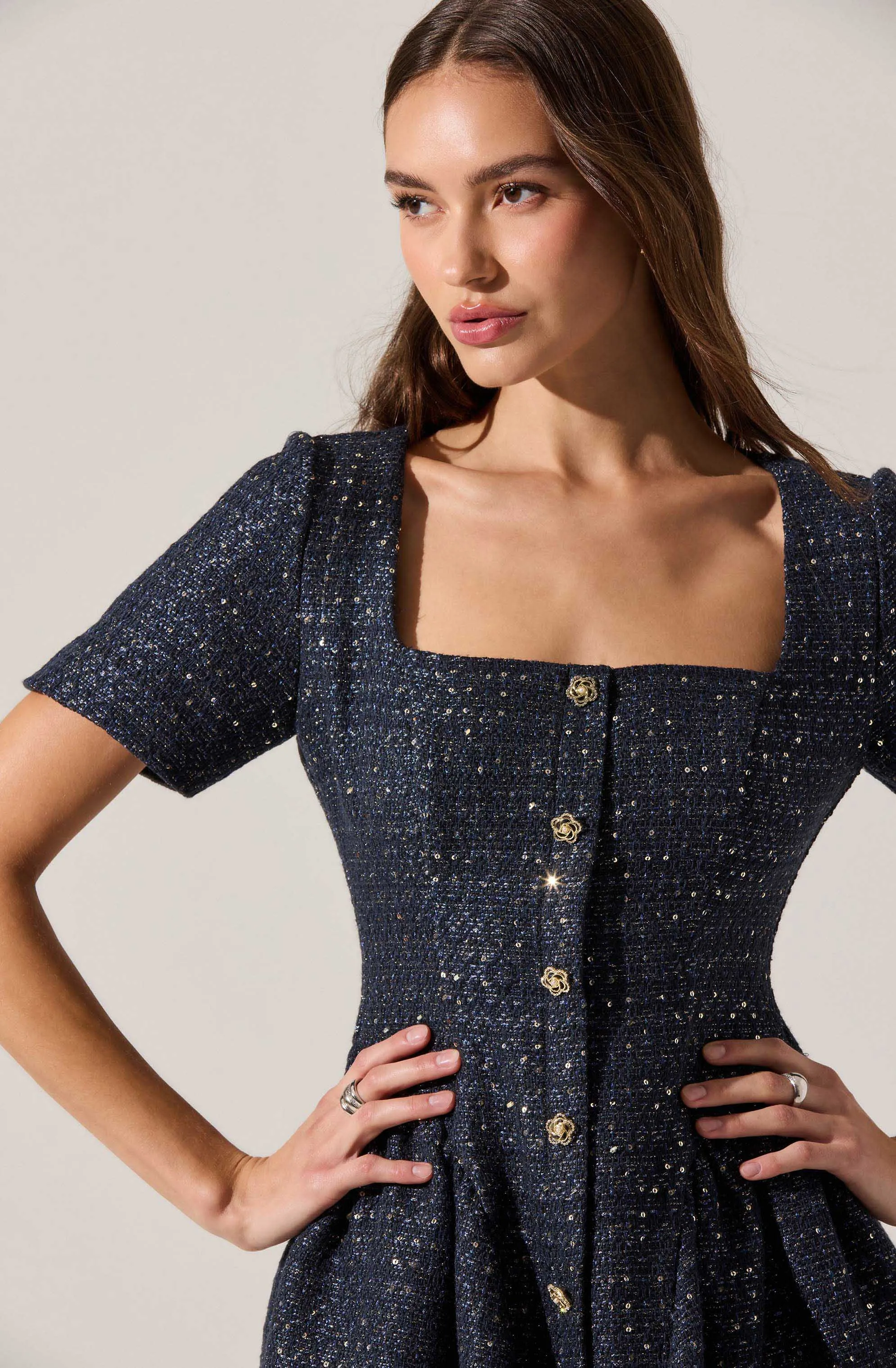 Janel Tweed Mini Skater Dress sold by Astr product image thumbnail 4