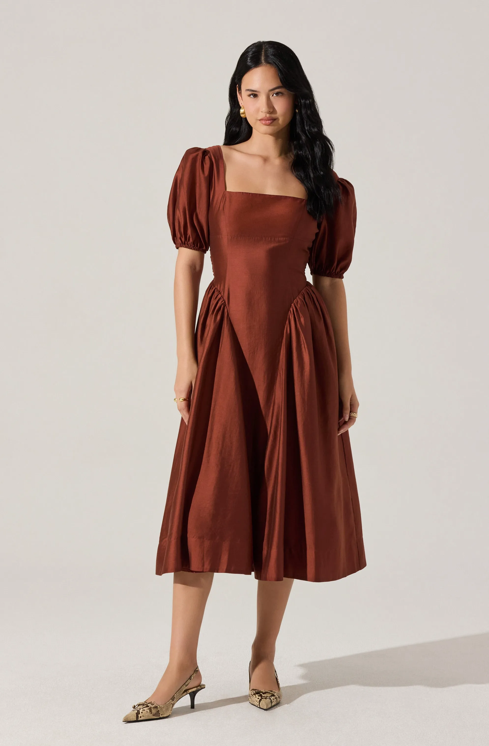Keairra Puff Sleeve Midi Dress sold by Astr
