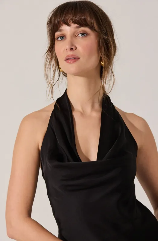 Zelenka Cowl Neck Halter Top sold by Astr
