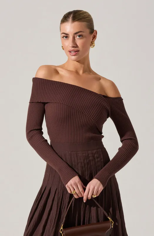 Daniella Off Shoulder Sweater sold by Astr