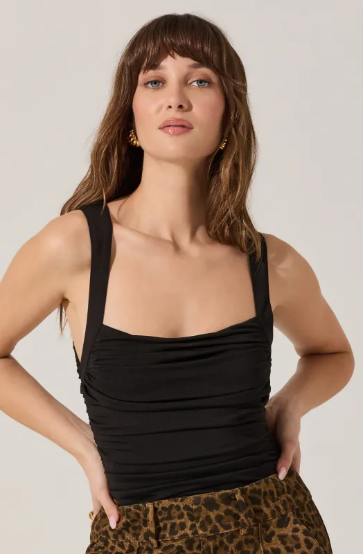 Voncile Ruched Square Neck Bodysuit sold by Astr
