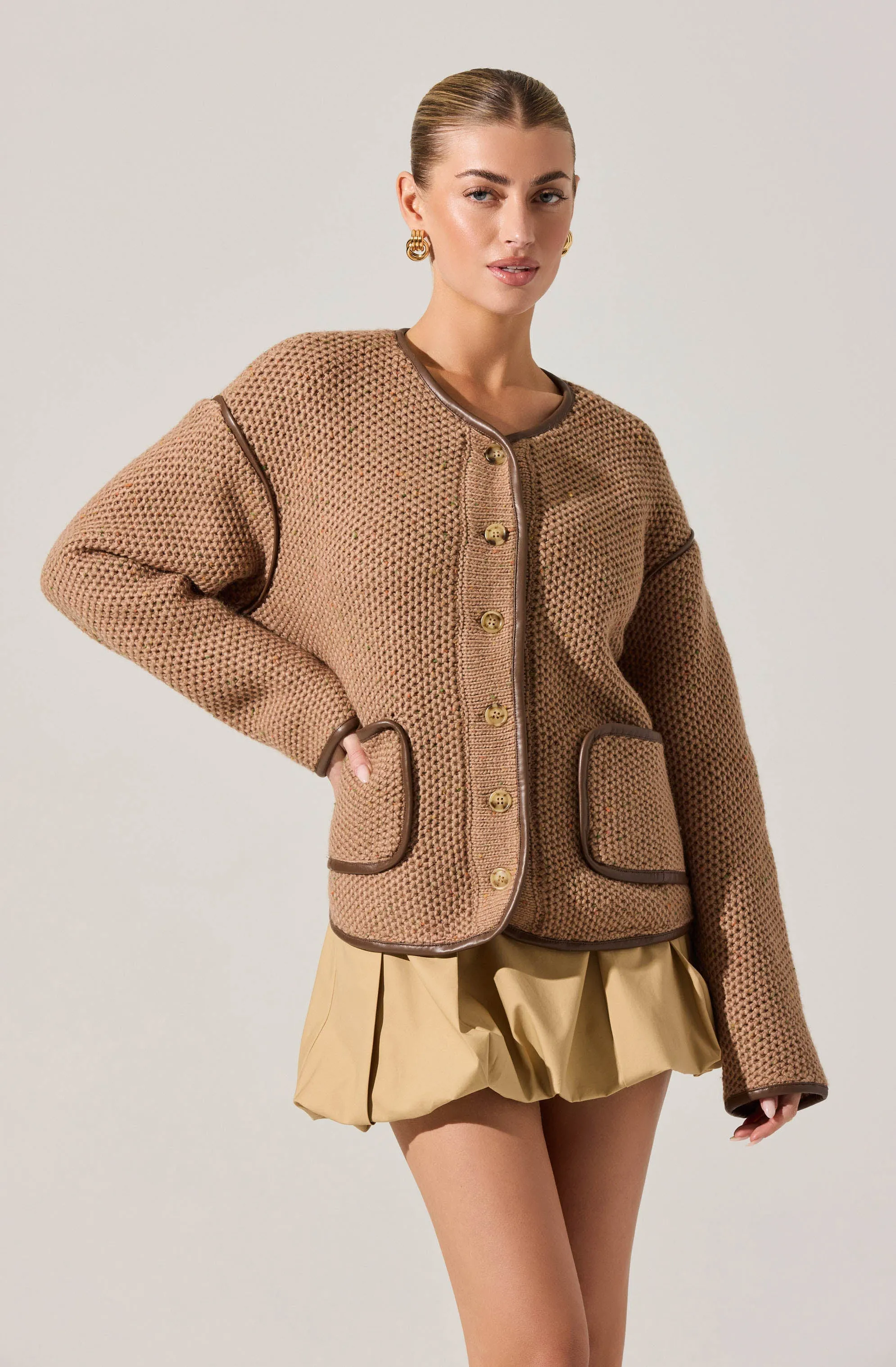 Kembrie Contrast Knit Sweater Jacket sold by Astr product image thumbnail 3