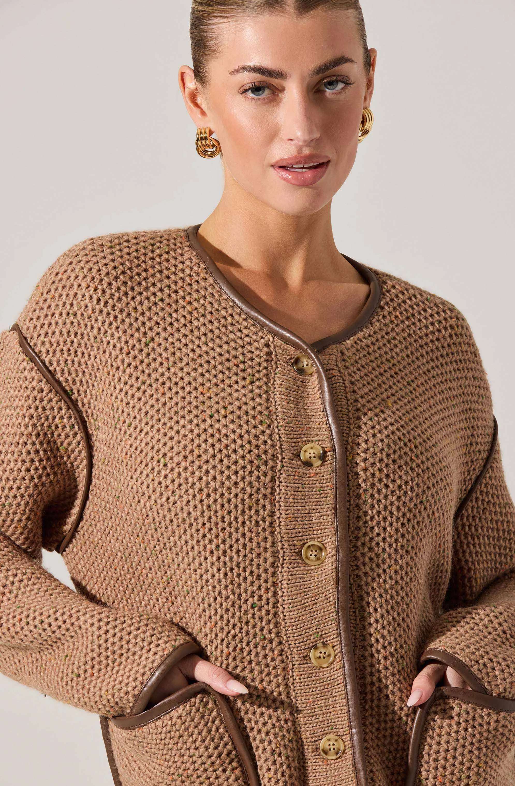 Kembrie Contrast Knit Sweater Jacket sold by Astr product image thumbnail 2